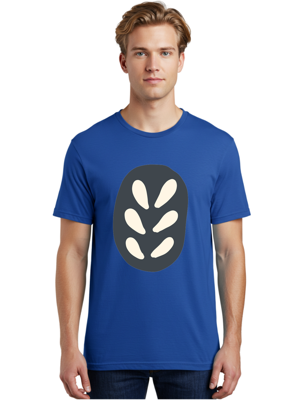 Oval-Icon Men'S Graphic Tee, 100% Cotton, Comfortable Casual Summer Wear, Machine Washable, Kiwi Fruit, Fruit Icon, Simple Graphics, Minimal Design, Fruit Symbol, Kiwi Illustration, Cartoon Fruit Aab766