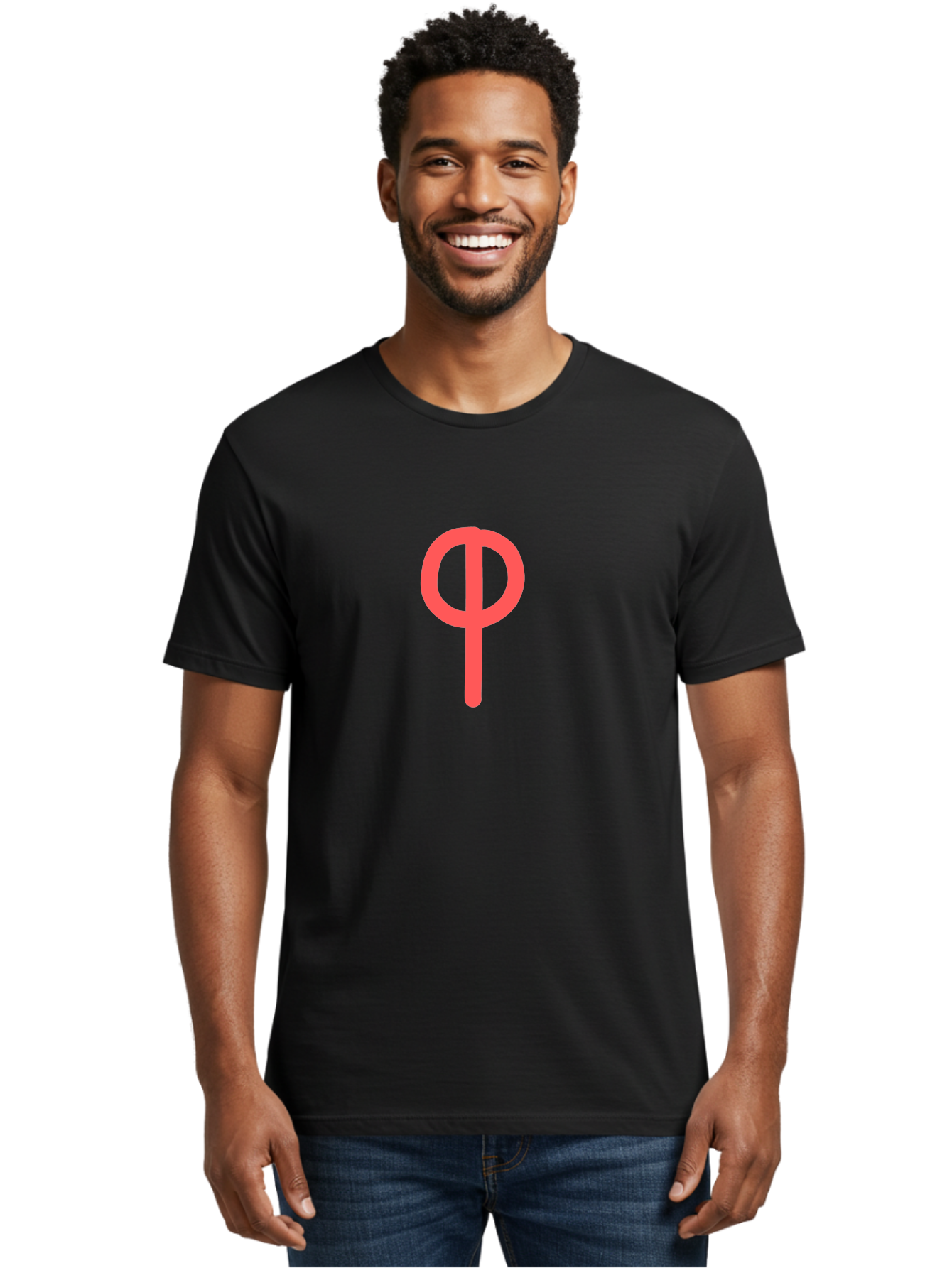 Phi Men'S Graphic Tee, 100% Cotton, Comfortable Casual Summer Wear, Machine Washable, Phi Symbol, Greek Alphabet, Mathematical Symbol, Science Notation, Scientific Notation, Geometric Shapes, Typographic Elements Aab769