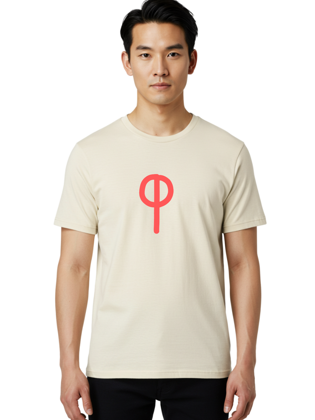 Phi Men'S Graphic Tee, 100% Cotton, Comfortable Casual Summer Wear, Machine Washable, Phi Symbol, Greek Alphabet, Mathematical Symbol, Science Notation, Scientific Notation, Geometric Shapes, Typographic Elements Aab769