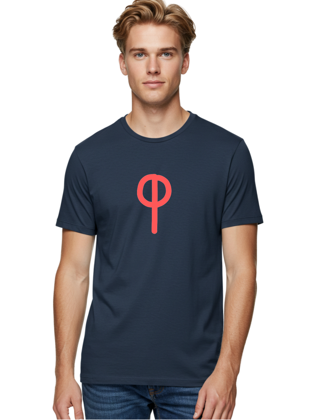 Phi Men'S Graphic Tee, 100% Cotton, Comfortable Casual Summer Wear, Machine Washable, Phi Symbol, Greek Alphabet, Mathematical Symbol, Science Notation, Scientific Notation, Geometric Shapes, Typographic Elements Aab769