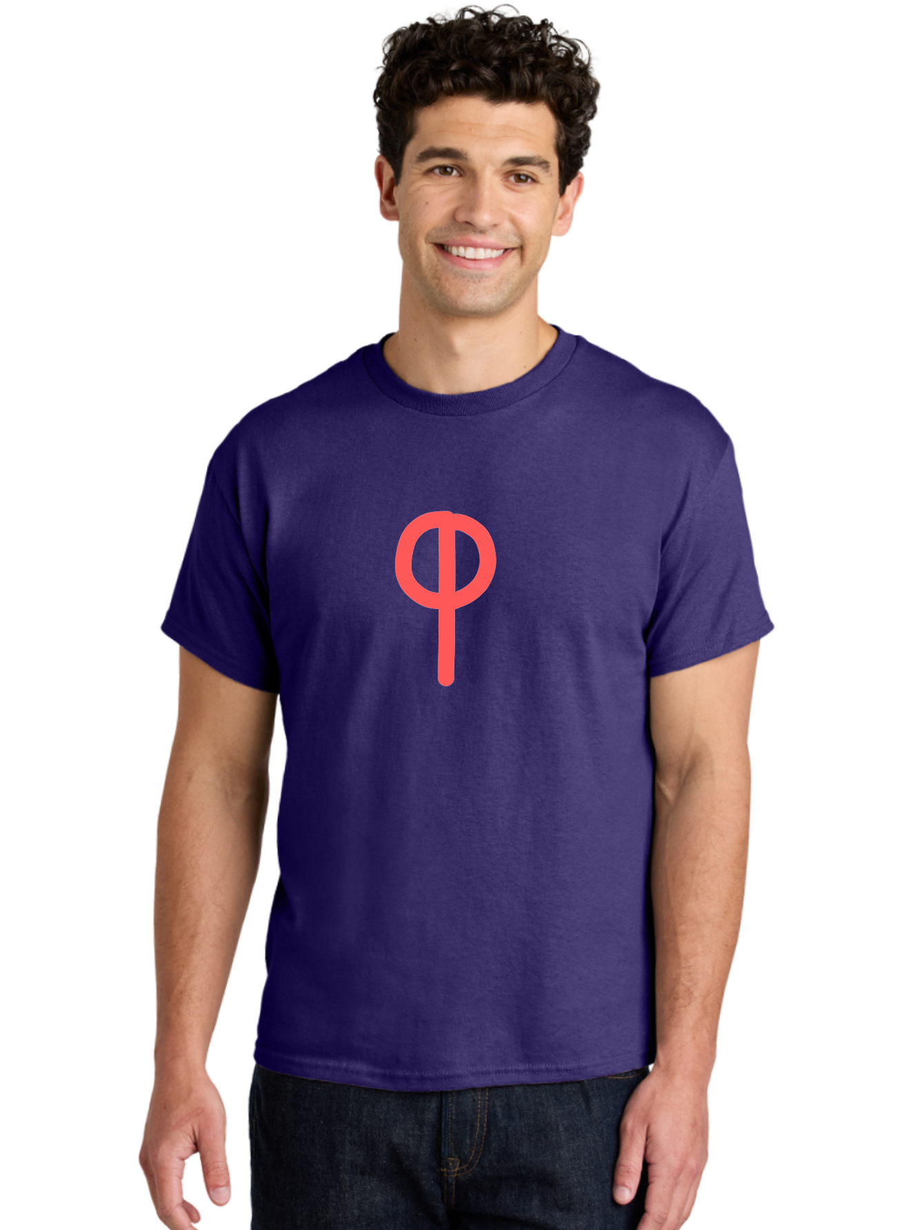 Phi Men'S Graphic Tee, 100% Cotton, Comfortable Casual Summer Wear, Machine Washable, Phi Symbol, Greek Alphabet, Mathematical Symbol, Science Notation, Scientific Notation, Geometric Shapes, Typographic Elements Aab769