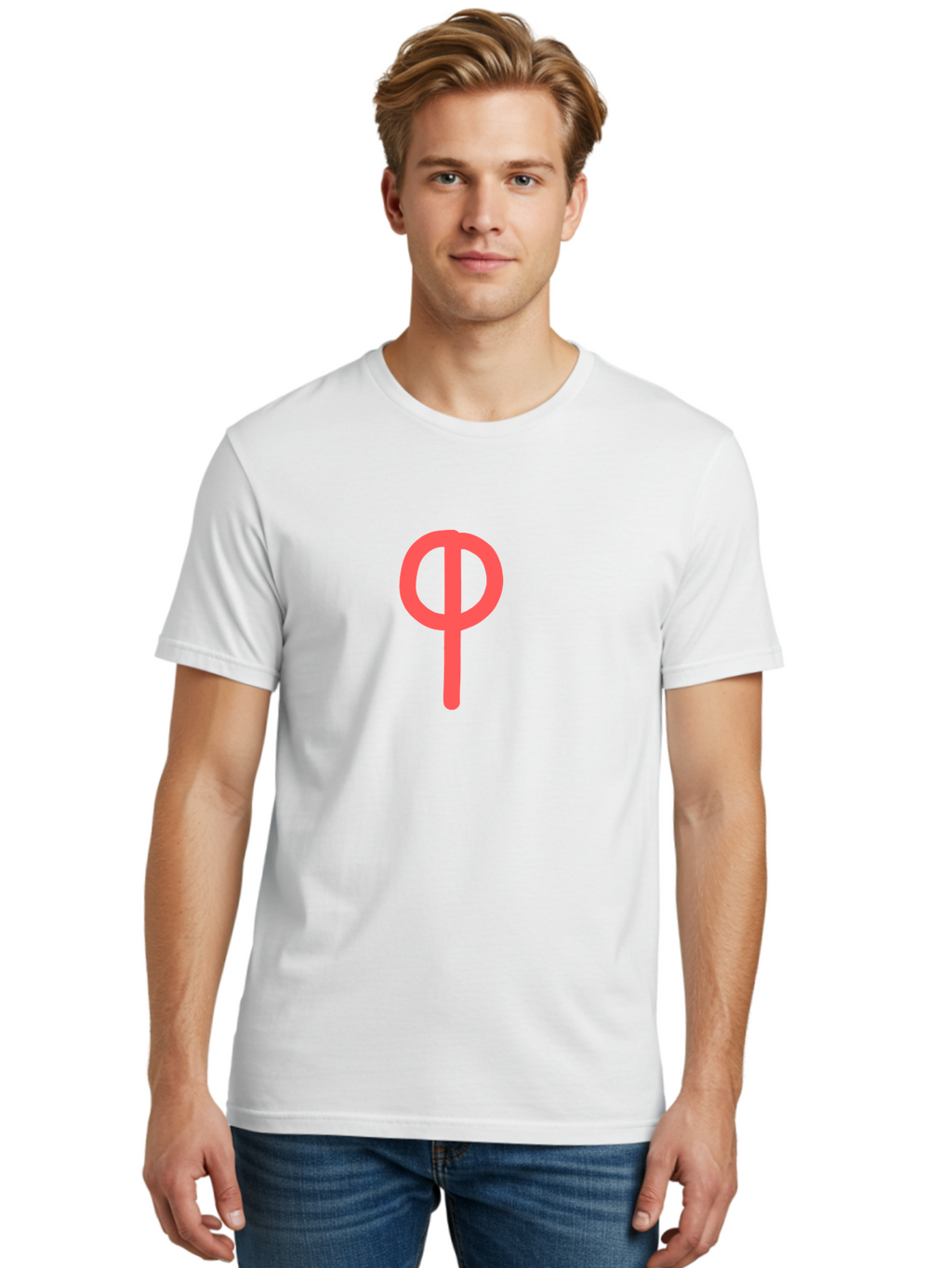Phi Men'S Graphic Tee, 100% Cotton, Comfortable Casual Summer Wear, Machine Washable, Phi Symbol, Greek Alphabet, Mathematical Symbol, Science Notation, Scientific Notation, Geometric Shapes, Typographic Elements Aab769
