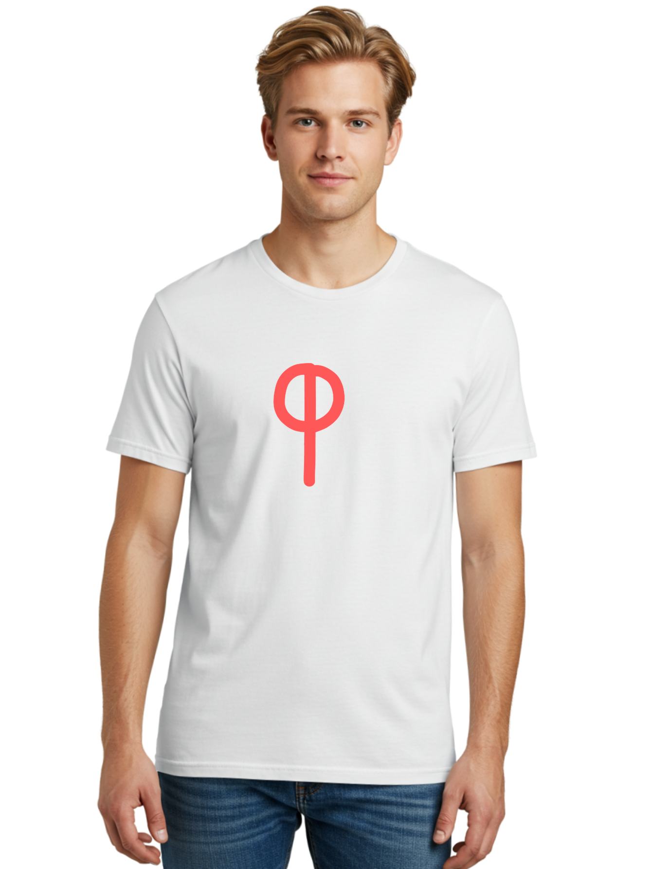 Phi Men'S Graphic Tee, 100% Cotton, Comfortable Casual Summer Wear, Machine Washable, Phi Symbol, Greek Alphabet, Mathematical Symbol, Science Notation, Scientific Notation, Geometric Shapes, Typographic Elements Aab769