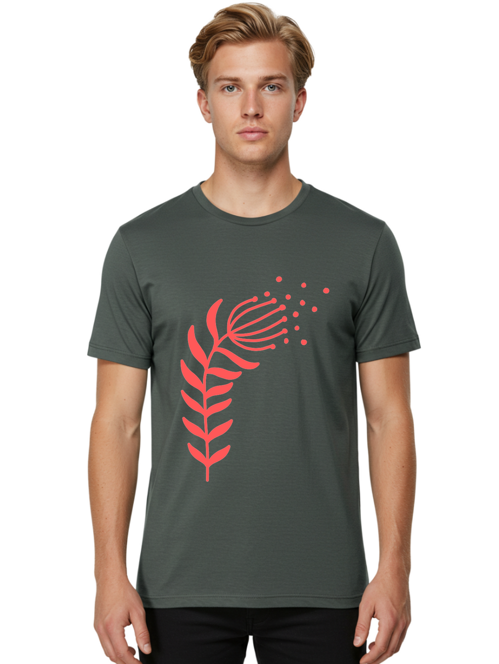 Pink-Cannabis Men'S Graphic Tee, 100% Cotton, Comfortable Casual Summer Wear, Machine Washable, Dandelion Seeds, Blowing In The Wind, Botanical Illustration, Simple Design, Floral Art, Whimsical Feel, Minimalist Art Aab770