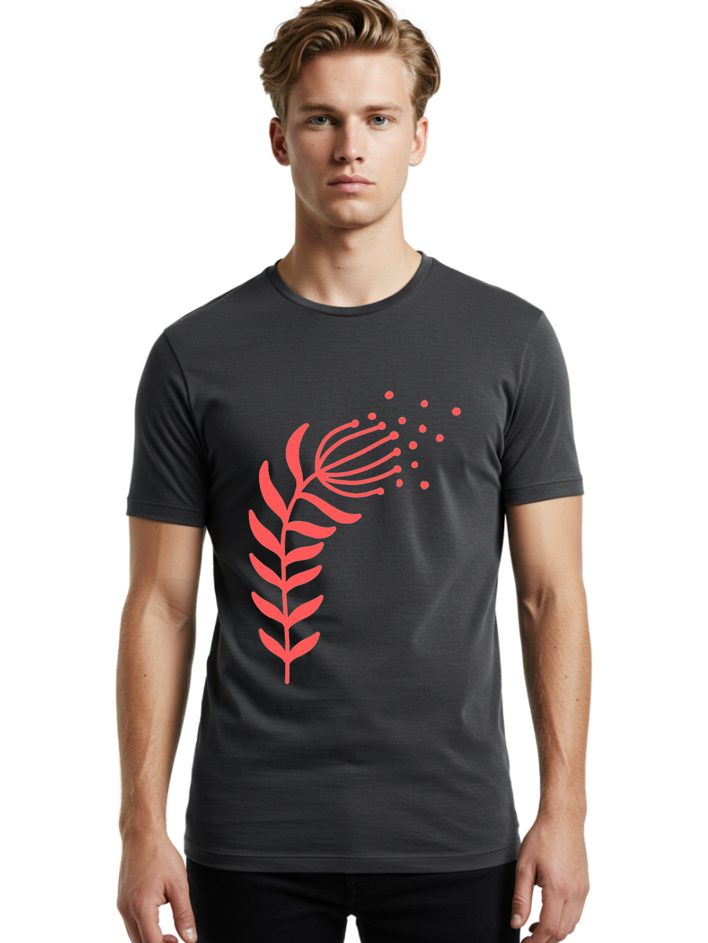 Pink-Cannabis Men'S Graphic Tee, 100% Cotton, Comfortable Casual Summer Wear, Machine Washable, Dandelion Seeds, Blowing In The Wind, Botanical Illustration, Simple Design, Floral Art, Whimsical Feel, Minimalist Art Aab770