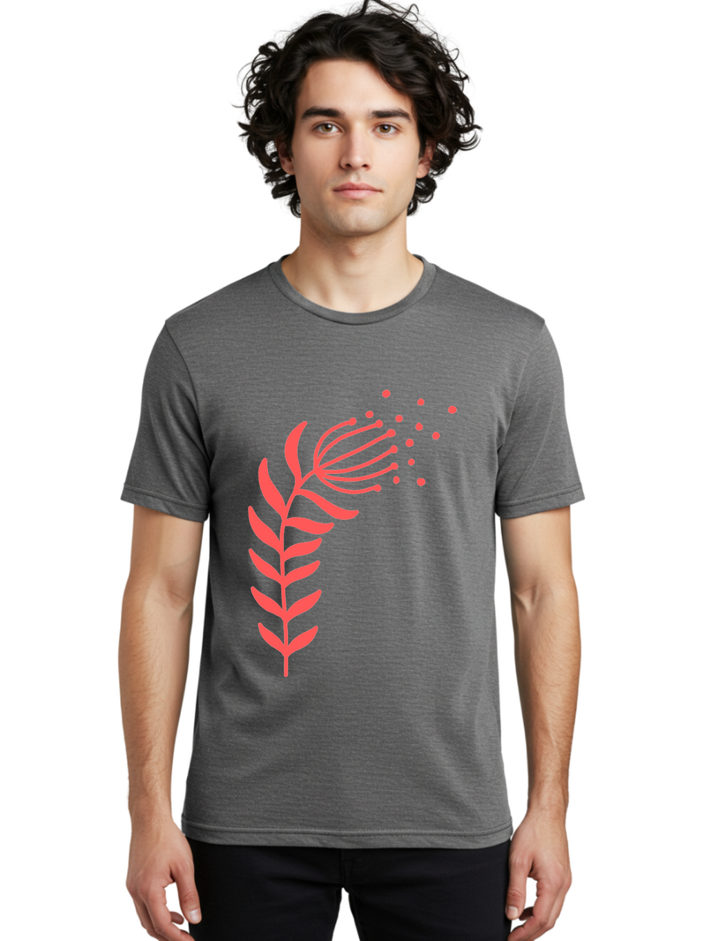 Pink-Cannabis Men'S Graphic Tee, 100% Cotton, Comfortable Casual Summer Wear, Machine Washable, Dandelion Seeds, Blowing In The Wind, Botanical Illustration, Simple Design, Floral Art, Whimsical Feel, Minimalist Art Aab770