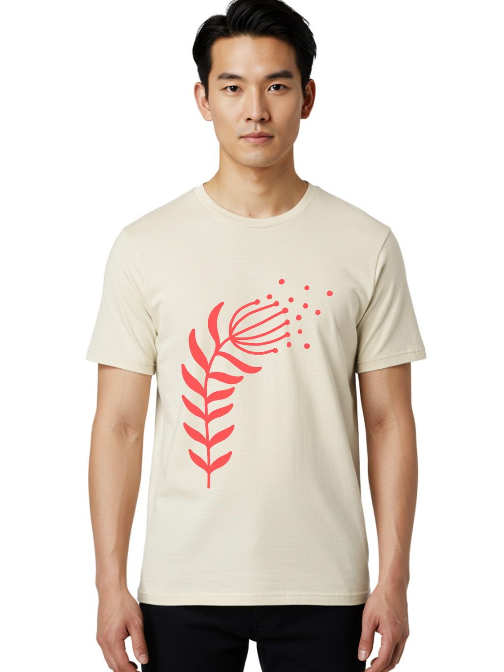 Pink-Cannabis Men'S Graphic Tee, 100% Cotton, Comfortable Casual Summer Wear, Machine Washable, Dandelion Seeds, Blowing In The Wind, Botanical Illustration, Simple Design, Floral Art, Whimsical Feel, Minimalist Art Aab770