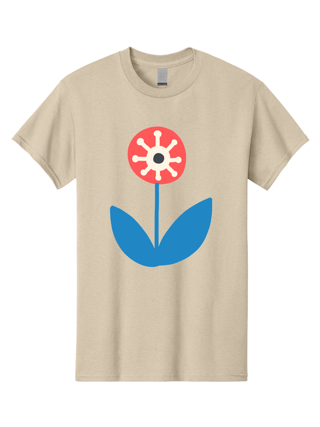 Piranha-Plant Men'S Graphic Tee, 100% Cotton, Comfortable Casual Summer Wear, Machine Washable, Cartoon Flower, Red Bloom, Blue Leaves, White And Black Center, Mushroom Inspired, Video Game Art, Super Mario, Simple Shapes, Bold Colors, Aab773