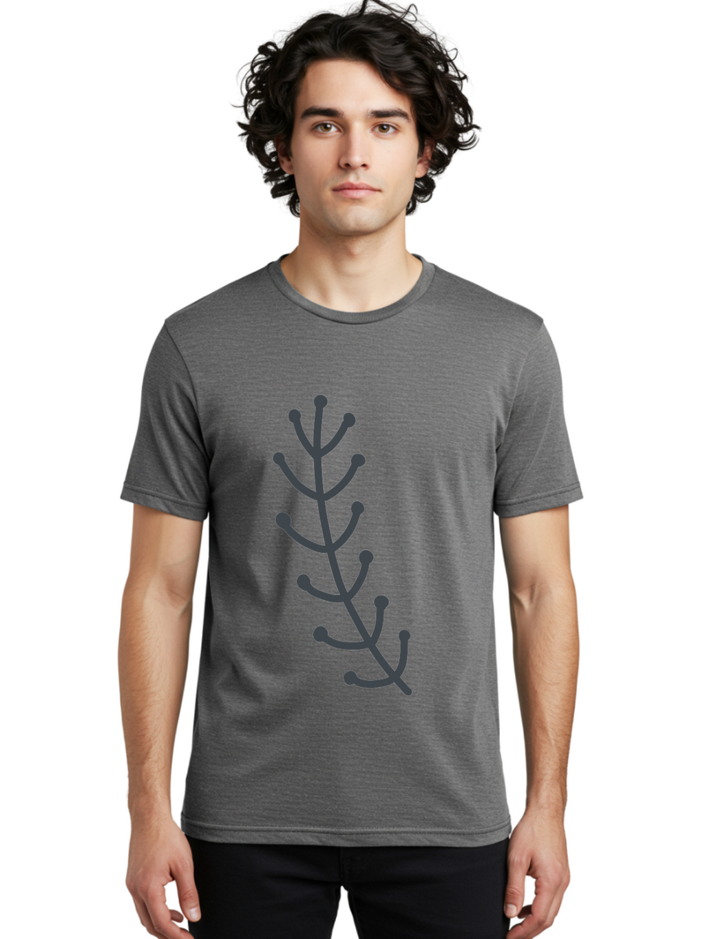 Purple-Branch Men'S Graphic Tee, 100% Cotton, Comfortable Casual Summer Wear, Machine Washable, Purple Twig, Minimalist Design, Simple Illustration, Botanical Art, Abstract Shape, Graphic Element, Digital Drawing, Stylized Branch Aab774