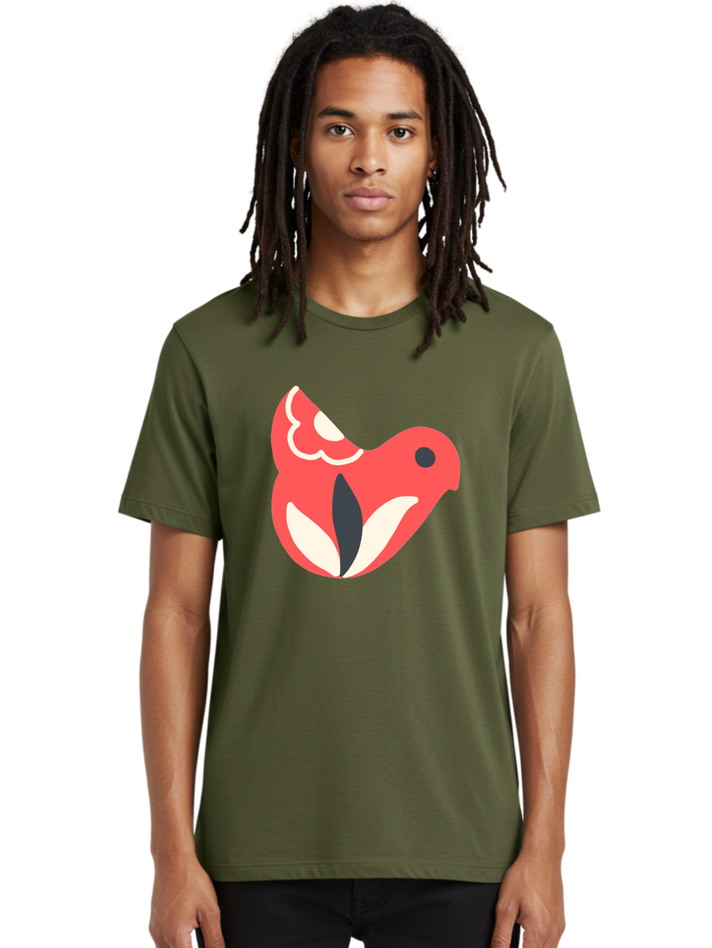 Red-Bird-1 Men'S Graphic Tee, 100% Cotton, Comfortable Casual Summer Wear, Machine Washable, Stylized Bird, Vibrant Red, Minimalist Design, Abstract Bird, Simple Logo, Cartoon Bird, Bird Icon, Modern Bird Graphic, Simple Bird Illustration, Aab778