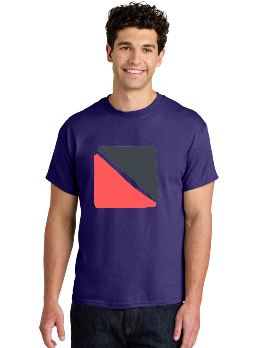 Red-Black-Square Men'S Graphic Tee, 100% Cotton, Comfortable Casual Summer Wear, Machine Washable, Abstract Geometric Shape, Red And Black Trapezoid, Modern Design Elements, Graphic Design Inspiration, Bold Color Combination, Minimalist Art Aab780