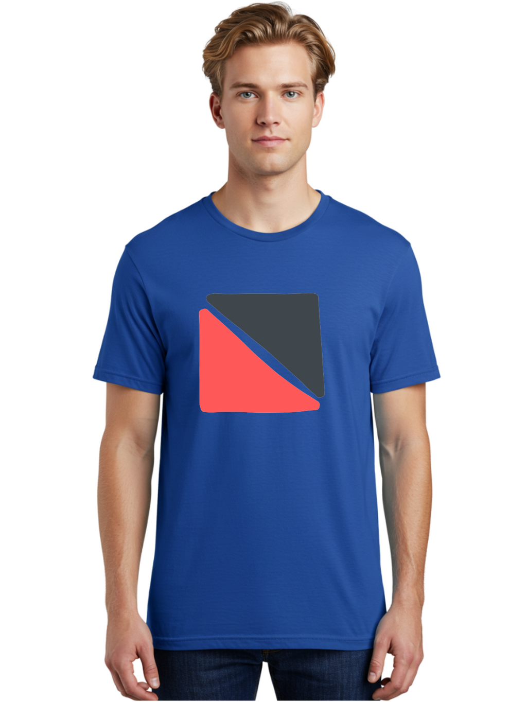 Red-Black-Square Men'S Graphic Tee, 100% Cotton, Comfortable Casual Summer Wear, Machine Washable, Abstract Geometric Shape, Red And Black Trapezoid, Modern Design Elements, Graphic Design Inspiration, Bold Color Combination, Minimalist Art Aab780