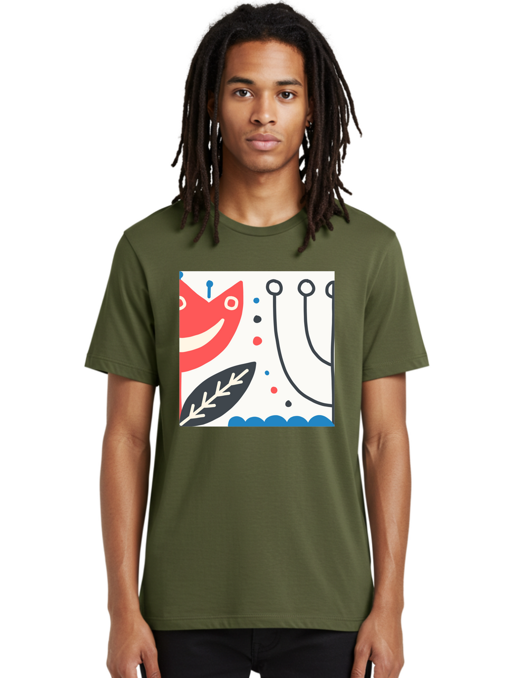 Red-Fox Men'S Graphic Tee, 100% Cotton, Comfortable Casual Summer Wear, Machine Washable, Red Fox Character, Abstract Art, Whimsical Design, Minimalist Style, Playful Illustration, Cute Cartoon, Modern Graphic, Digital Artwork, Funny Animal, Aab786