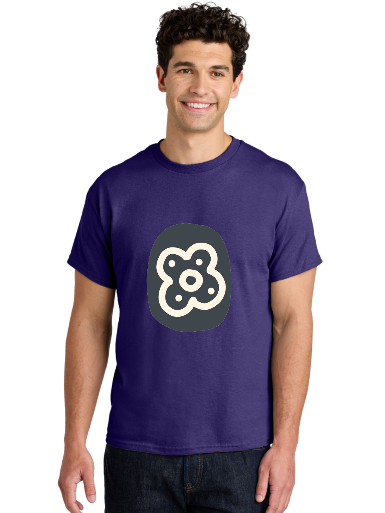 Rounded-Square-Logo Men'S Graphic Tee, 100% Cotton, Comfortable Casual Summer Wear, Machine Washable, Paw Print, Dog Paw, Pet Care, Animal Tracking, Pet Grooming, Pet Accessories, Pet Love Aab791