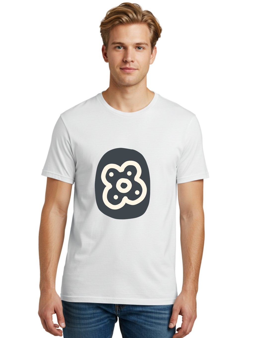Rounded-Square-Logo Men'S Graphic Tee, 100% Cotton, Comfortable Casual Summer Wear, Machine Washable, Paw Print, Dog Paw, Pet Care, Animal Tracking, Pet Grooming, Pet Accessories, Pet Love Aab791