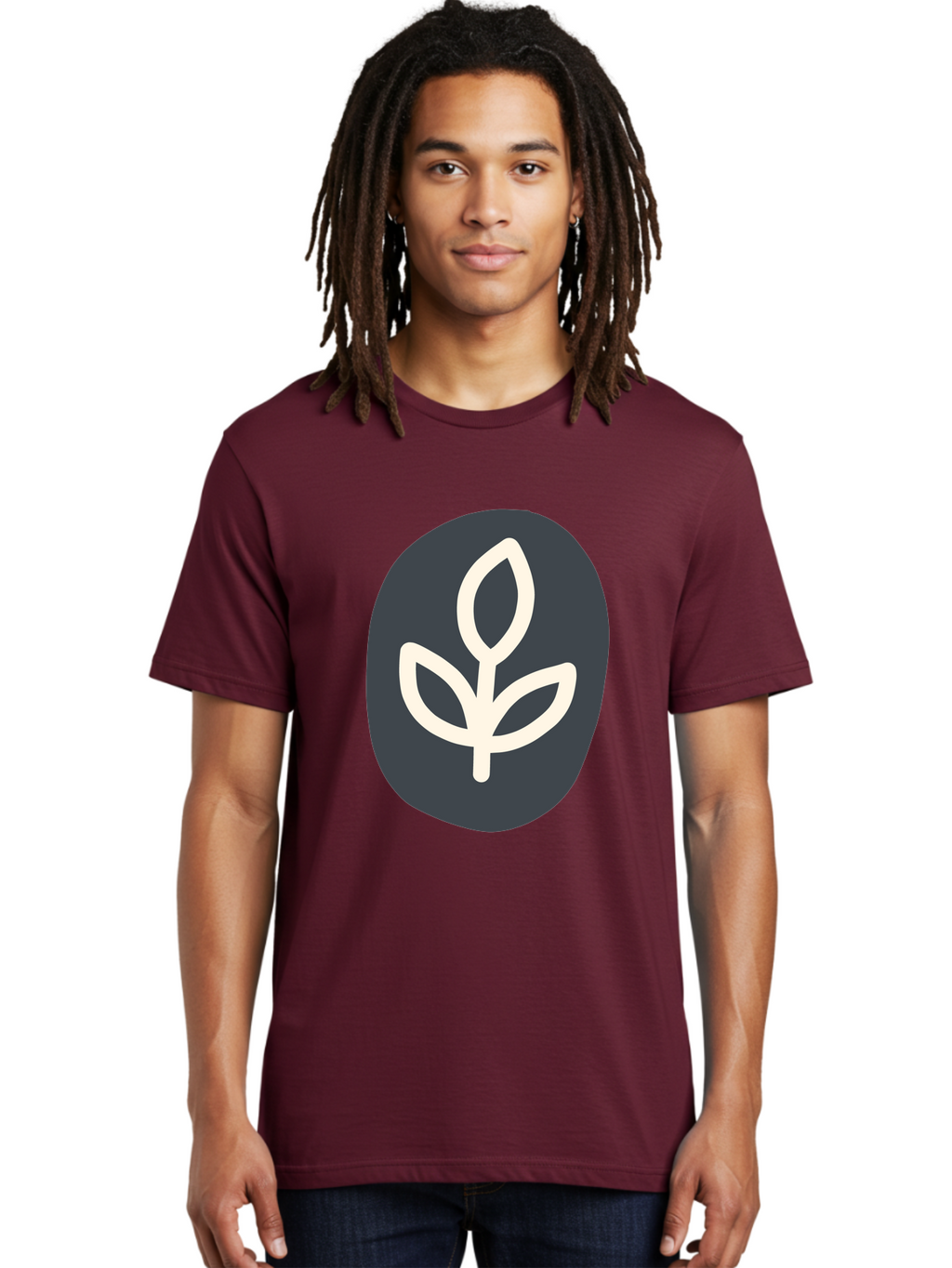 Sprouting-Seedling Men'S Graphic Tee, 100% Cotton, Comfortable Casual Summer Wear, Machine Washable, Simple Icon, Plant Symbol, Eco-Friendly Design, Minimalistic Style, Seedling Graphic, Nature-Inspired, White Plant On Dark Gray, Aab792