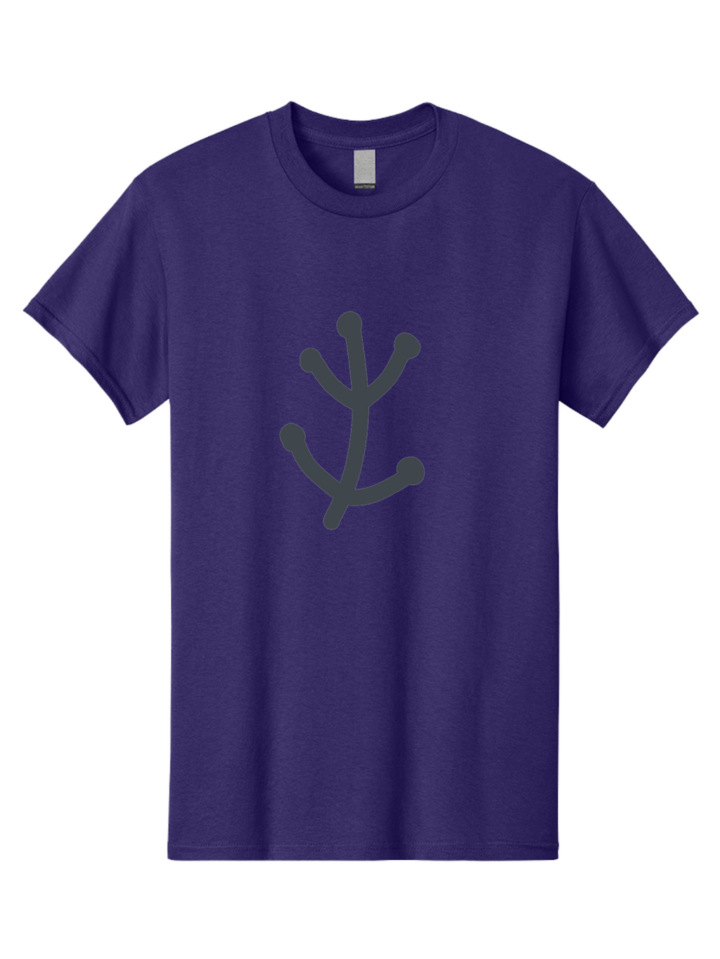Stylized-Branch Men'S Graphic Tee, 100% Cotton, Comfortable Casual Summer Wear, Machine Washable, Stylized Trident Symbol, Dark Gray Icon, Minimalist Design, Abstract Shape, Futuristic Logo, Simple Graphics, Monochrome Icon, Symbolic Imagery, Aab794