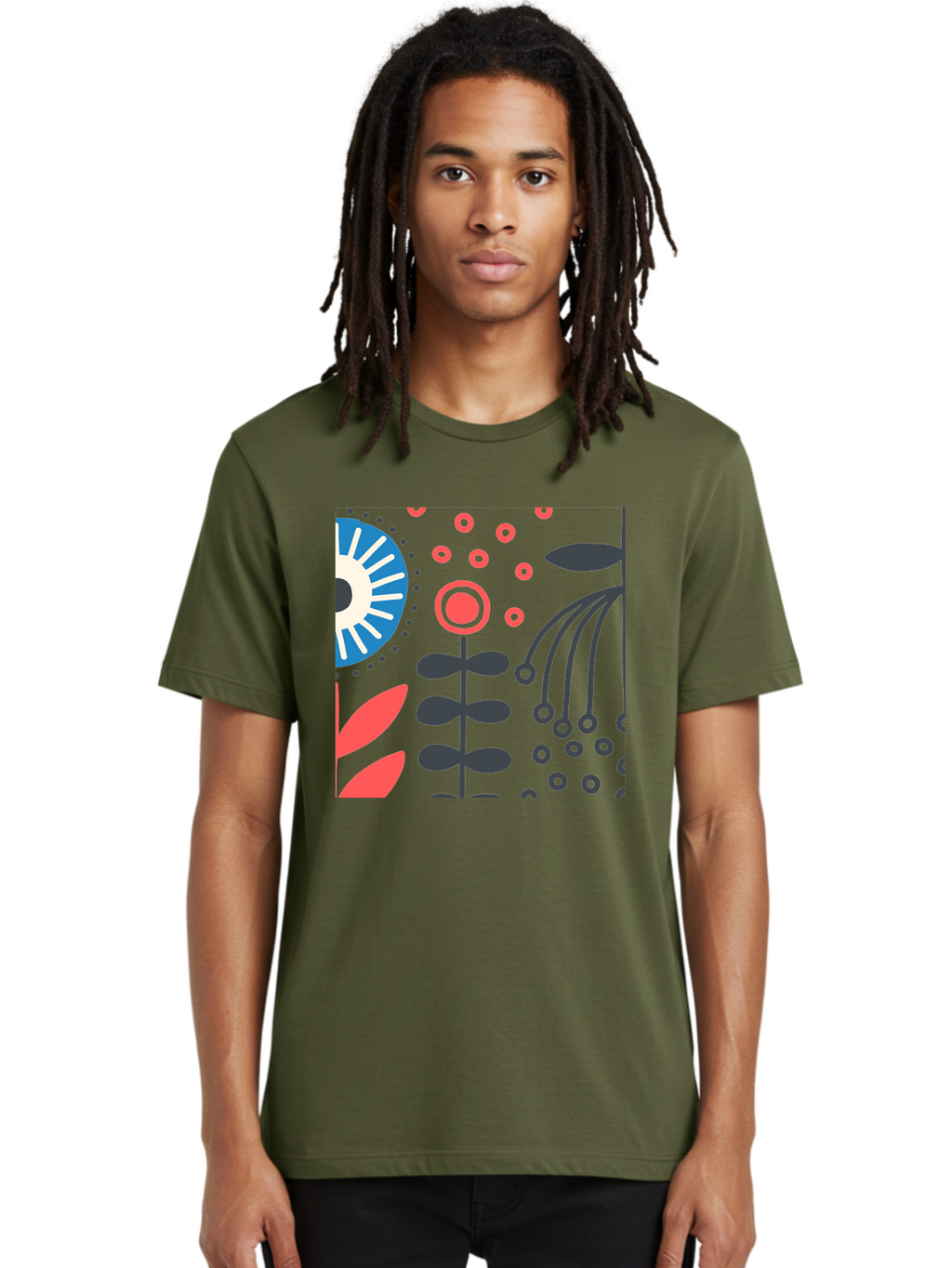 Sun-Icon-Floral Men'S Graphic Tee, 100% Cotton, Comfortable Casual Summer Wear, Machine Washable, Stylish Floral Pattern, Abstract Art, Eye-Catching Design, Minimalist Style, Bold Graphics, Contemporary Illustration, Floral Elements, Aab796