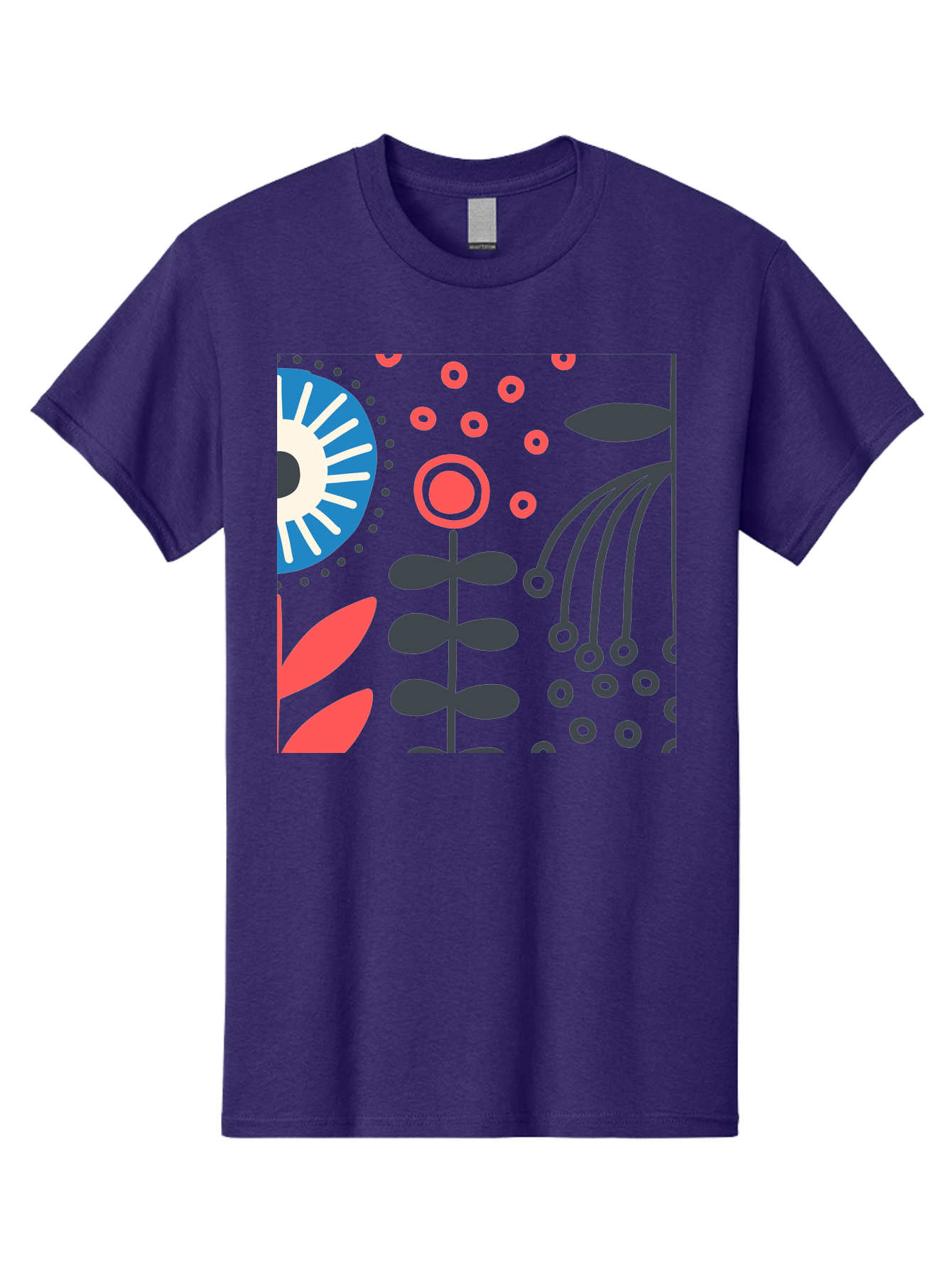 Sun-Icon-Floral Men'S Graphic Tee, 100% Cotton, Comfortable Casual Summer Wear, Machine Washable, Stylish Floral Pattern, Abstract Art, Eye-Catching Design, Minimalist Style, Bold Graphics, Contemporary Illustration, Floral Elements, Aab796