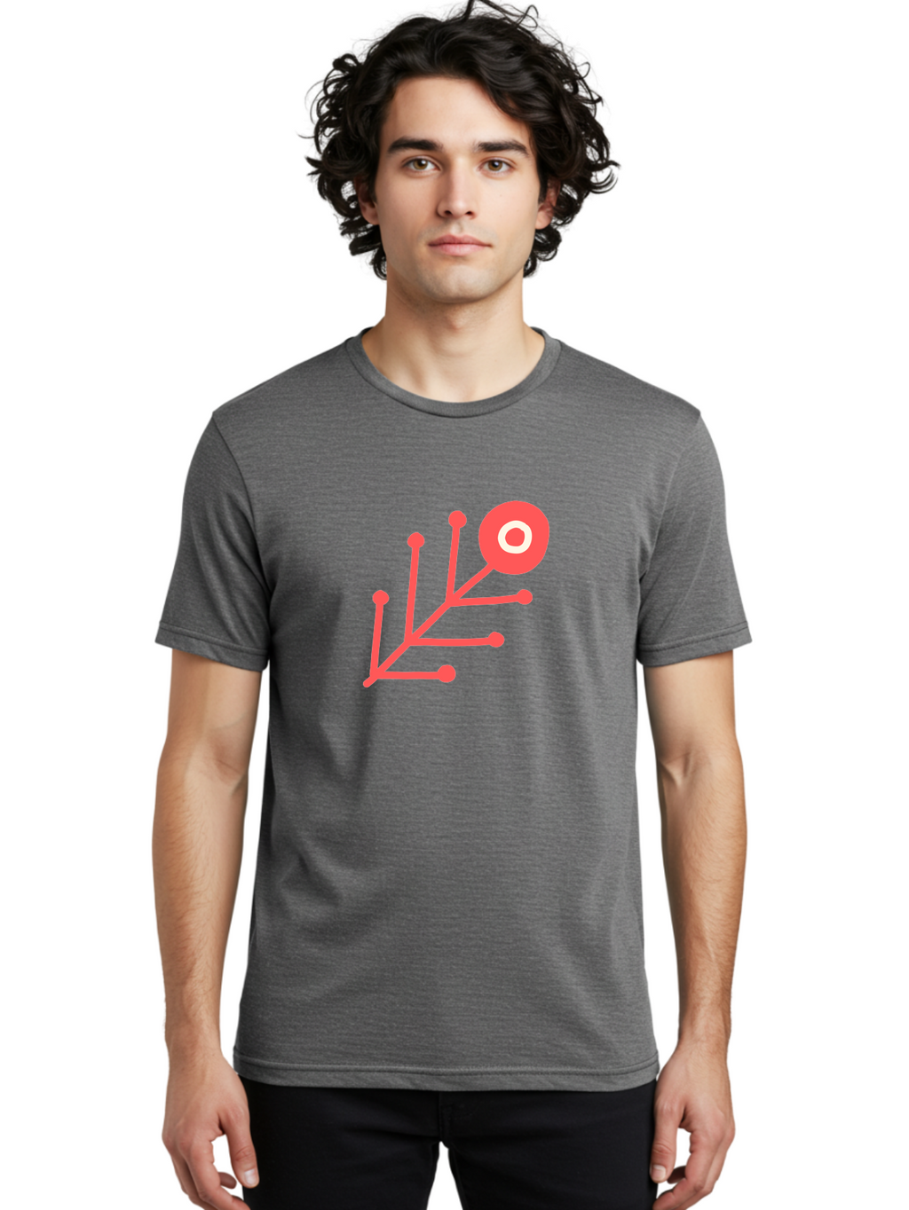 Target-Logo Men'S Graphic Tee, 100% Cotton, Comfortable Casual Summer Wear, Machine Washable, Red Lines, Branching Pattern, Geometric Shape, Modern Design, Abstract Art, Futuristic Style, Minimalist Graphic Aab802