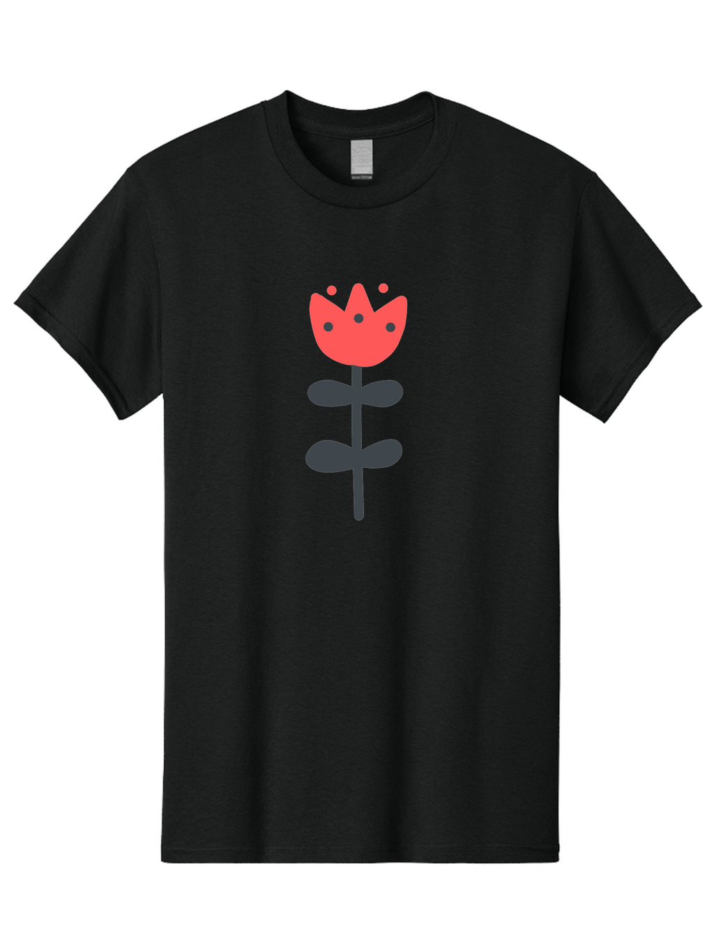 Tulip-1 Men'S Graphic Tee, 100% Cotton, Comfortable Casual Summer Wear, Machine Washable, Stylized Tulip, Cartoon Flower, Simple Design, Minimalist Art, Floral Illustration, Red Petals, Black Leaves, Cute Graphics, Modern Iconography, Aab808