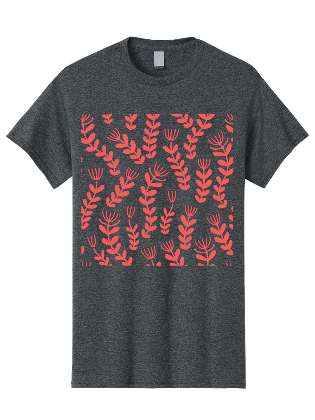 Tulip-Pattern Men'S Graphic Tee, 100% Cotton, Comfortable Casual Summer Wear, Machine Washable, Repeating Pattern, Pink Flowers, Leaves, Floral Design, Abstract Shapes, Vibrant Colors, Striped Patterns, Whimsical Art Aab811