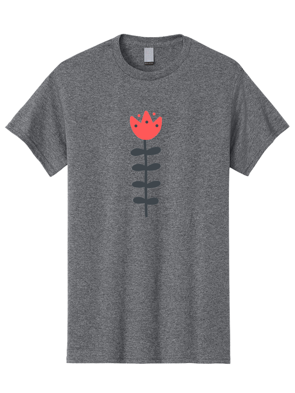 Tulip Men'S Graphic Tee, 100% Cotton, Comfortable Casual Summer Wear, Machine Washable, Red Tulip, Simple Flower, Minimalist Design, Floral Illustration, Cute Cartoon Flower, Vibrant Red Petals, Simple Stem, Black Leaves Aab812