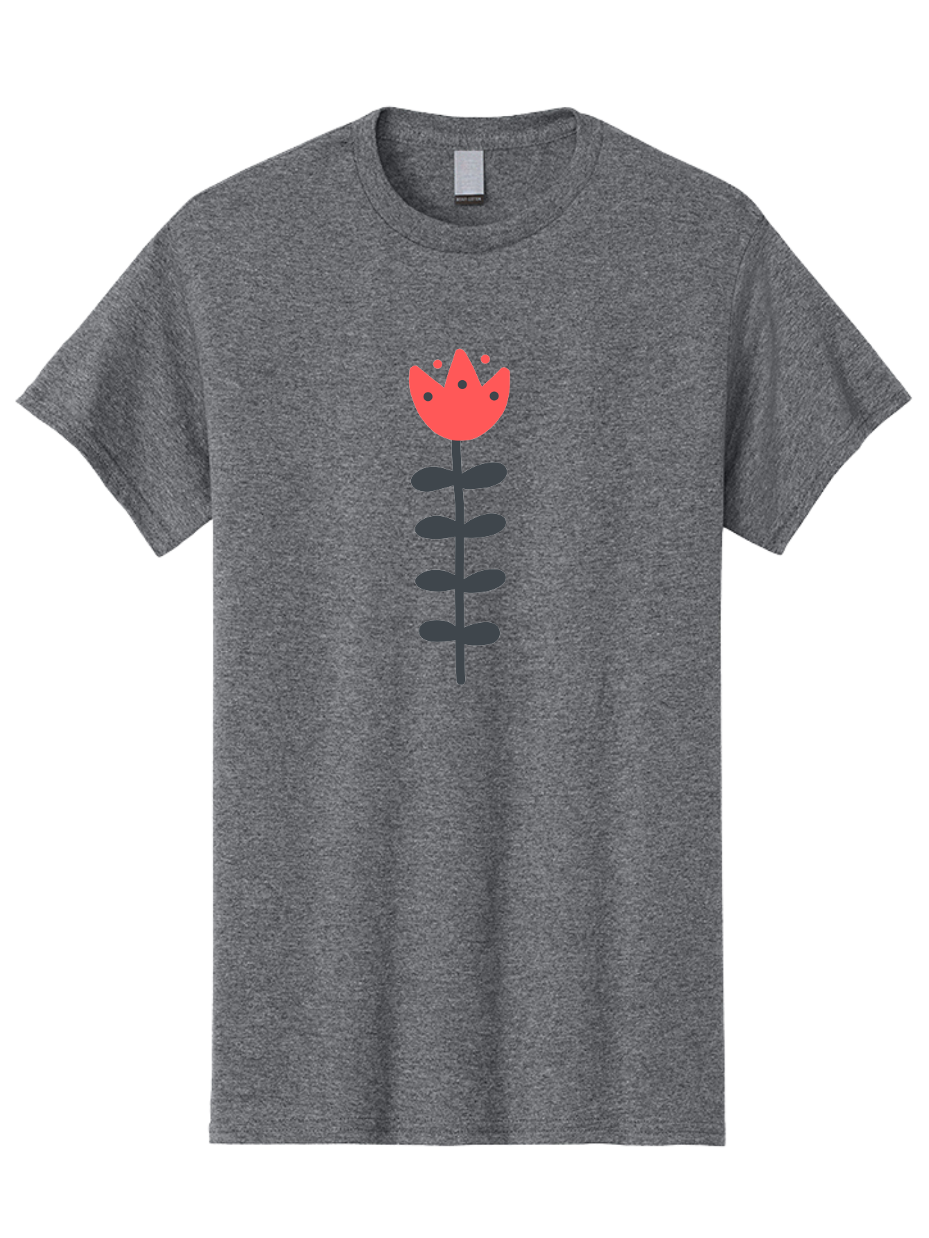 Tulip Men'S Graphic Tee, 100% Cotton, Comfortable Casual Summer Wear, Machine Washable, Red Tulip, Simple Flower, Minimalist Design, Floral Illustration, Cute Cartoon Flower, Vibrant Red Petals, Simple Stem, Black Leaves Aab812