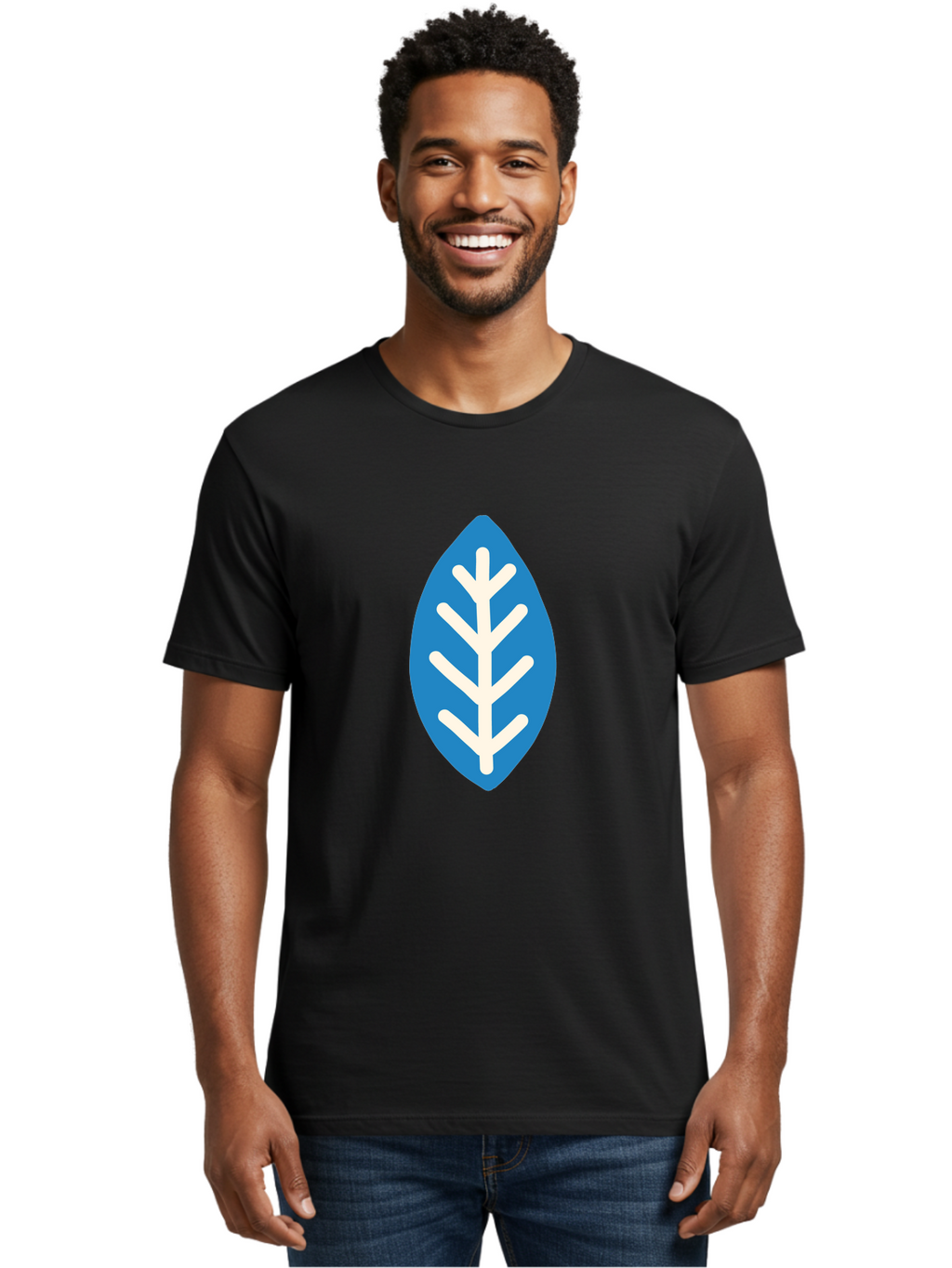 White-Leaf Men'S Graphic Tee, 100% Cotton, Comfortable Casual Summer Wear, Machine Washable, White Branch, Leaf Symbol, Nature Icon, Simple Design, Minimalistic Art, Eco-Friendly Logo, Stylized Leaf Aab817
