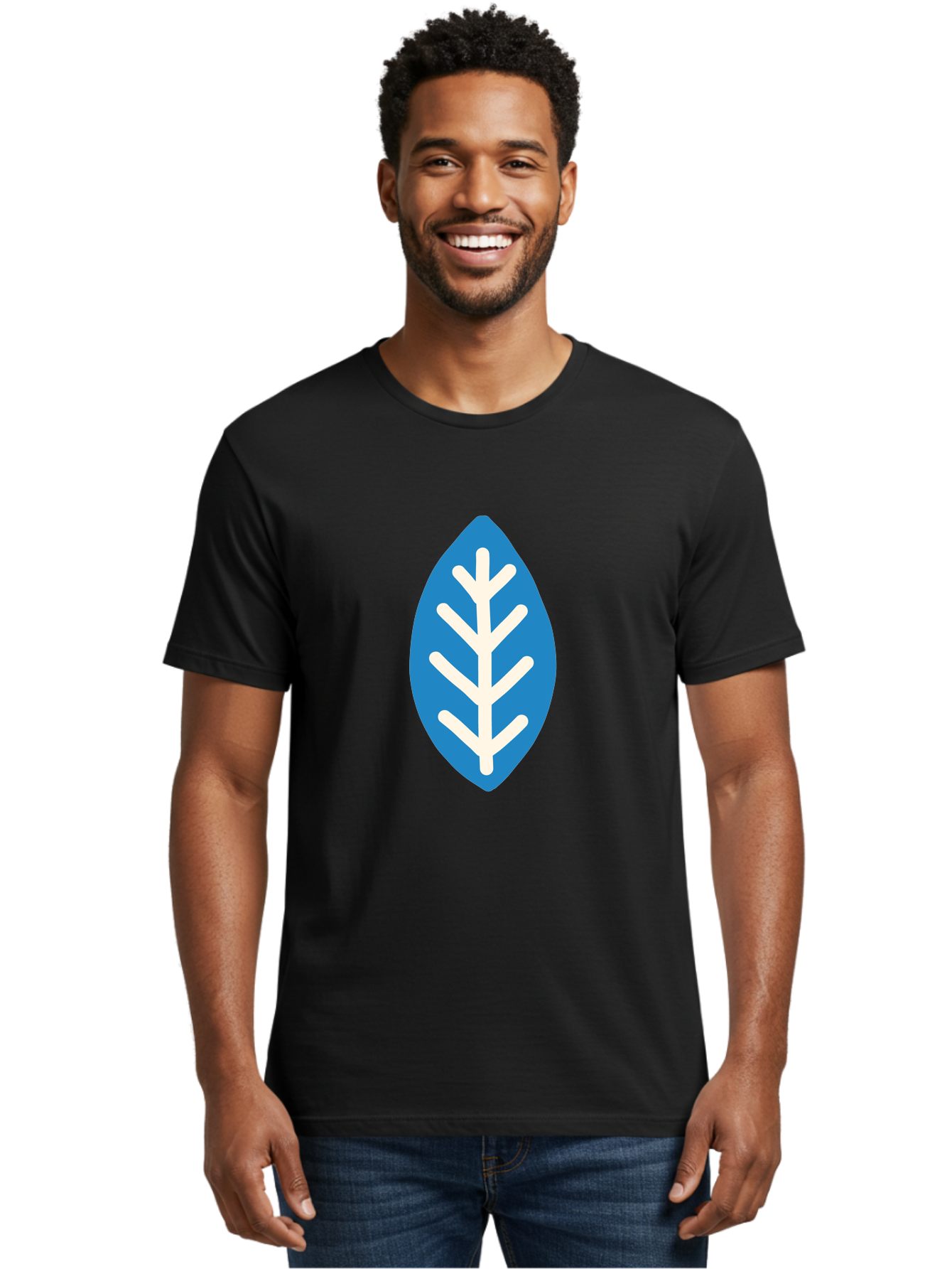 White-Leaf Men'S Graphic Tee, 100% Cotton, Comfortable Casual Summer Wear, Machine Washable, White Branch, Leaf Symbol, Nature Icon, Simple Design, Minimalistic Art, Eco-Friendly Logo, Stylized Leaf Aab817