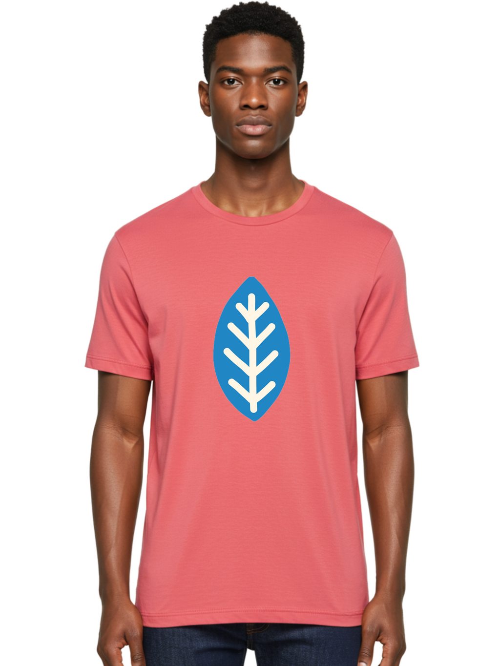 White-Leaf Men'S Graphic Tee, 100% Cotton, Comfortable Casual Summer Wear, Machine Washable, White Branch, Leaf Symbol, Nature Icon, Simple Design, Minimalistic Art, Eco-Friendly Logo, Stylized Leaf Aab817