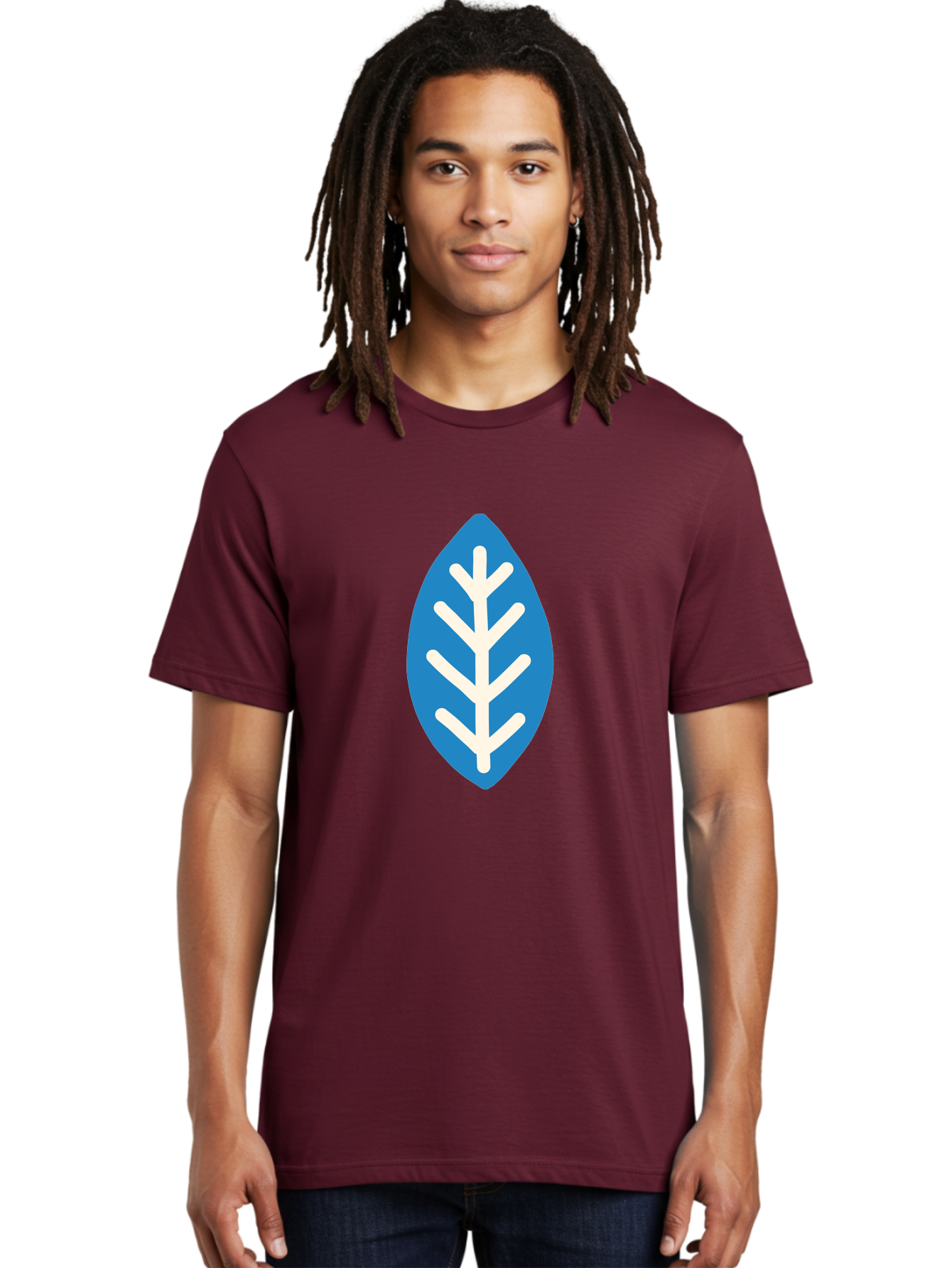 White-Leaf Men'S Graphic Tee, 100% Cotton, Comfortable Casual Summer Wear, Machine Washable, White Branch, Leaf Symbol, Nature Icon, Simple Design, Minimalistic Art, Eco-Friendly Logo, Stylized Leaf Aab817