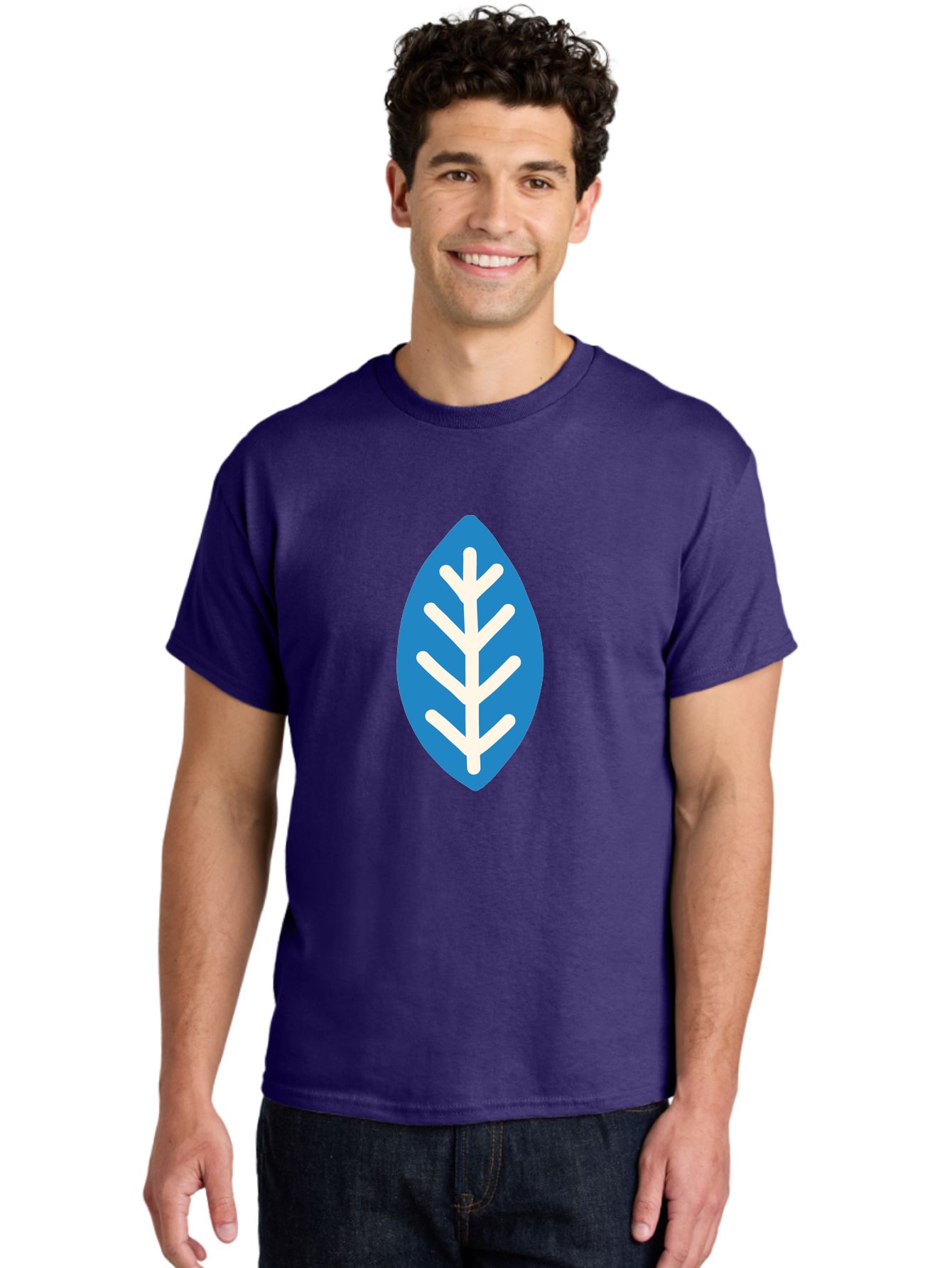 White-Leaf Men'S Graphic Tee, 100% Cotton, Comfortable Casual Summer Wear, Machine Washable, White Branch, Leaf Symbol, Nature Icon, Simple Design, Minimalistic Art, Eco-Friendly Logo, Stylized Leaf Aab817