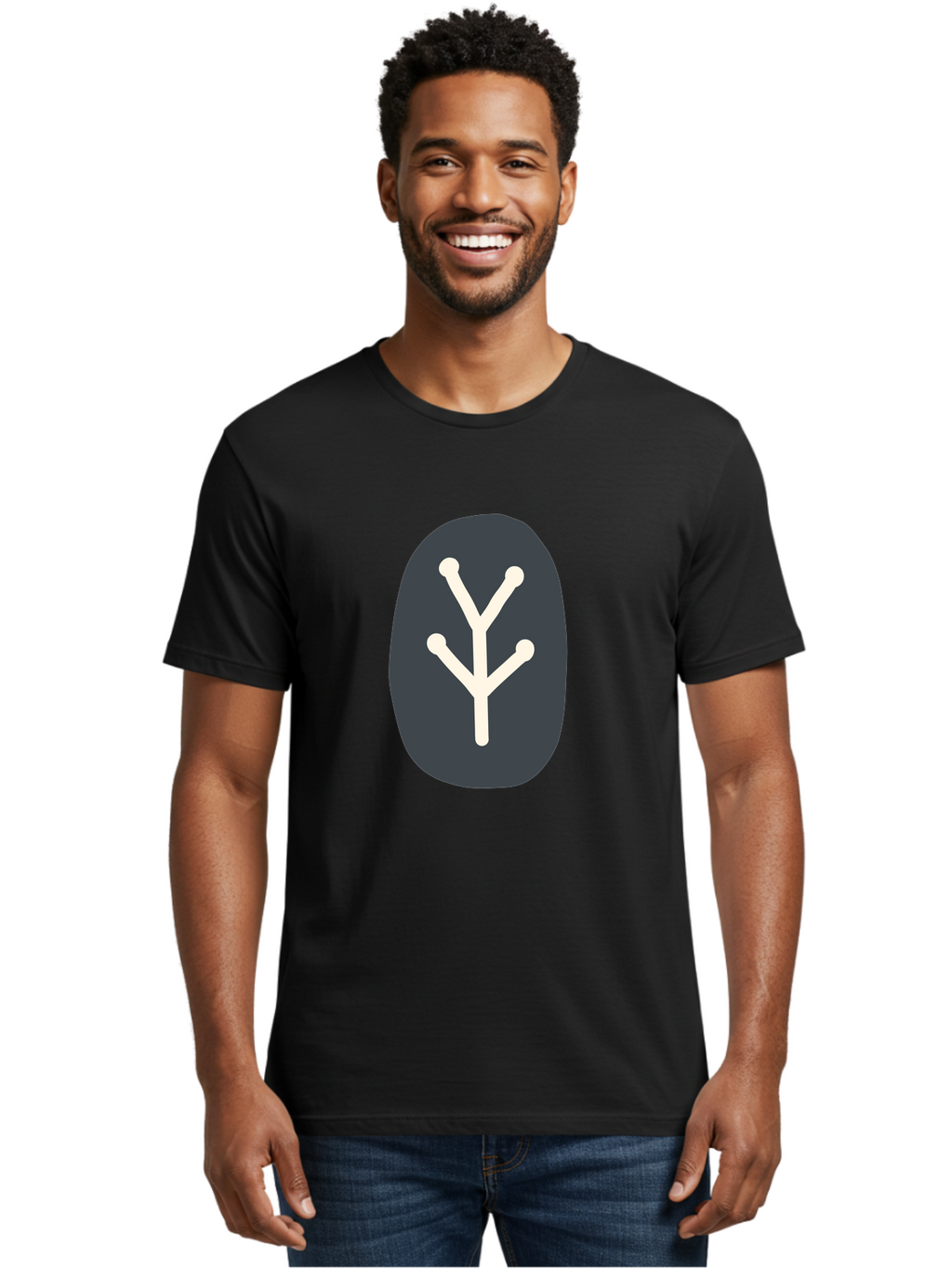 Y-Symbol Men'S Graphic Tee, 100% Cotton, Comfortable Casual Summer Wear, Machine Washable, White Y Symbol, Minimalist Design, Simple Icon, Abstract Logo, Stylized Letter, Modern Graphic Aab818