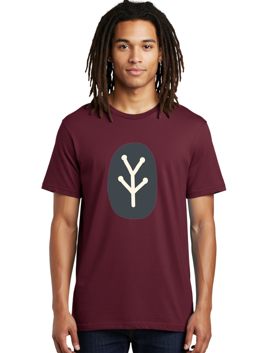 Y-Symbol Men'S Graphic Tee, 100% Cotton, Comfortable Casual Summer Wear, Machine Washable, White Y Symbol, Minimalist Design, Simple Icon, Abstract Logo, Stylized Letter, Modern Graphic Aab818