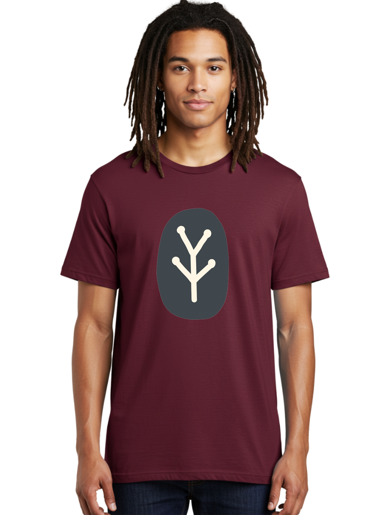 Y-Symbol Men'S Graphic Tee, 100% Cotton, Comfortable Casual Summer Wear, Machine Washable, White Y Symbol, Minimalist Design, Simple Icon, Abstract Logo, Stylized Letter, Modern Graphic Aab818