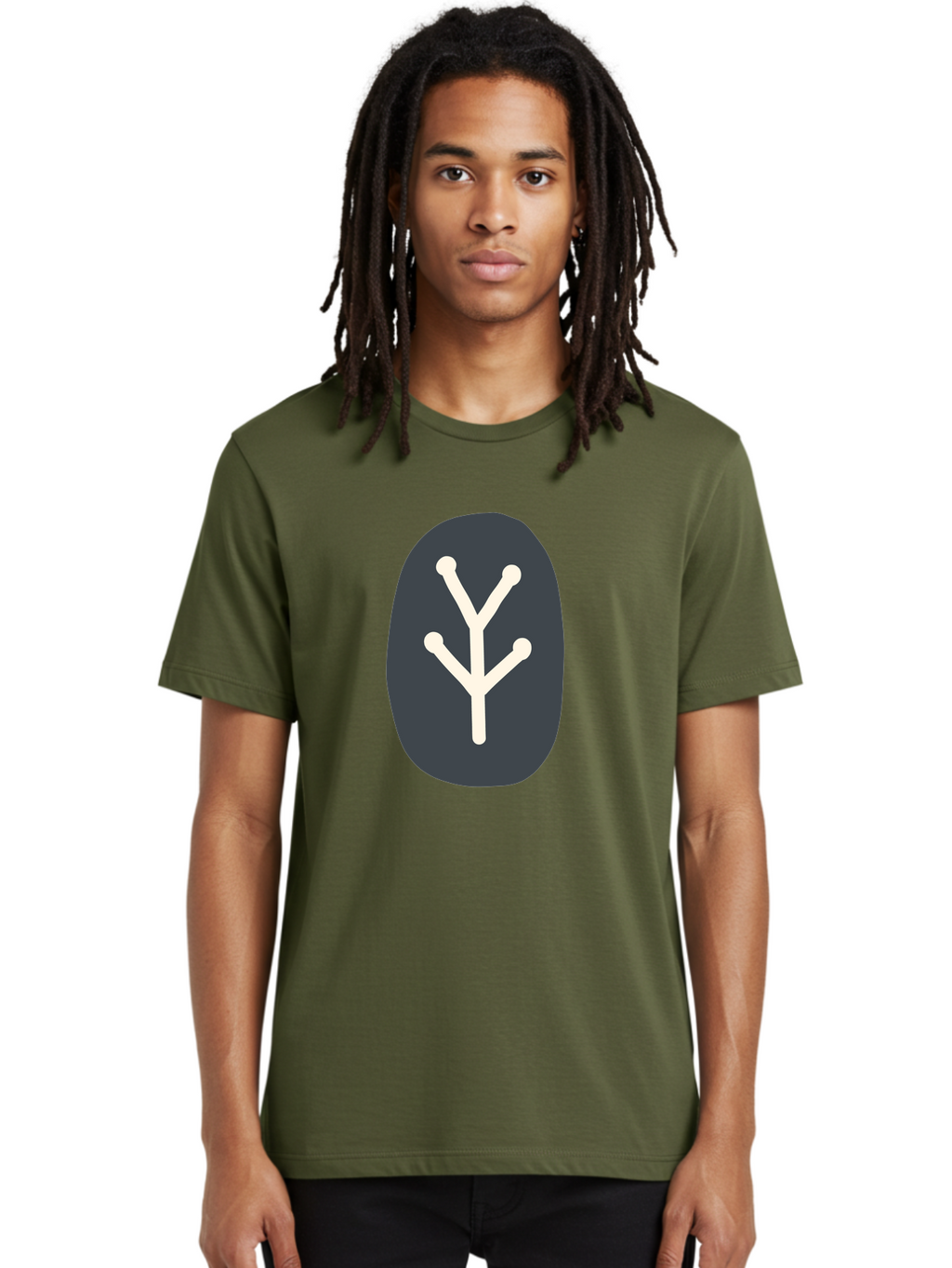 Y-Symbol Men'S Graphic Tee, 100% Cotton, Comfortable Casual Summer Wear, Machine Washable, White Y Symbol, Minimalist Design, Simple Icon, Abstract Logo, Stylized Letter, Modern Graphic Aab818
