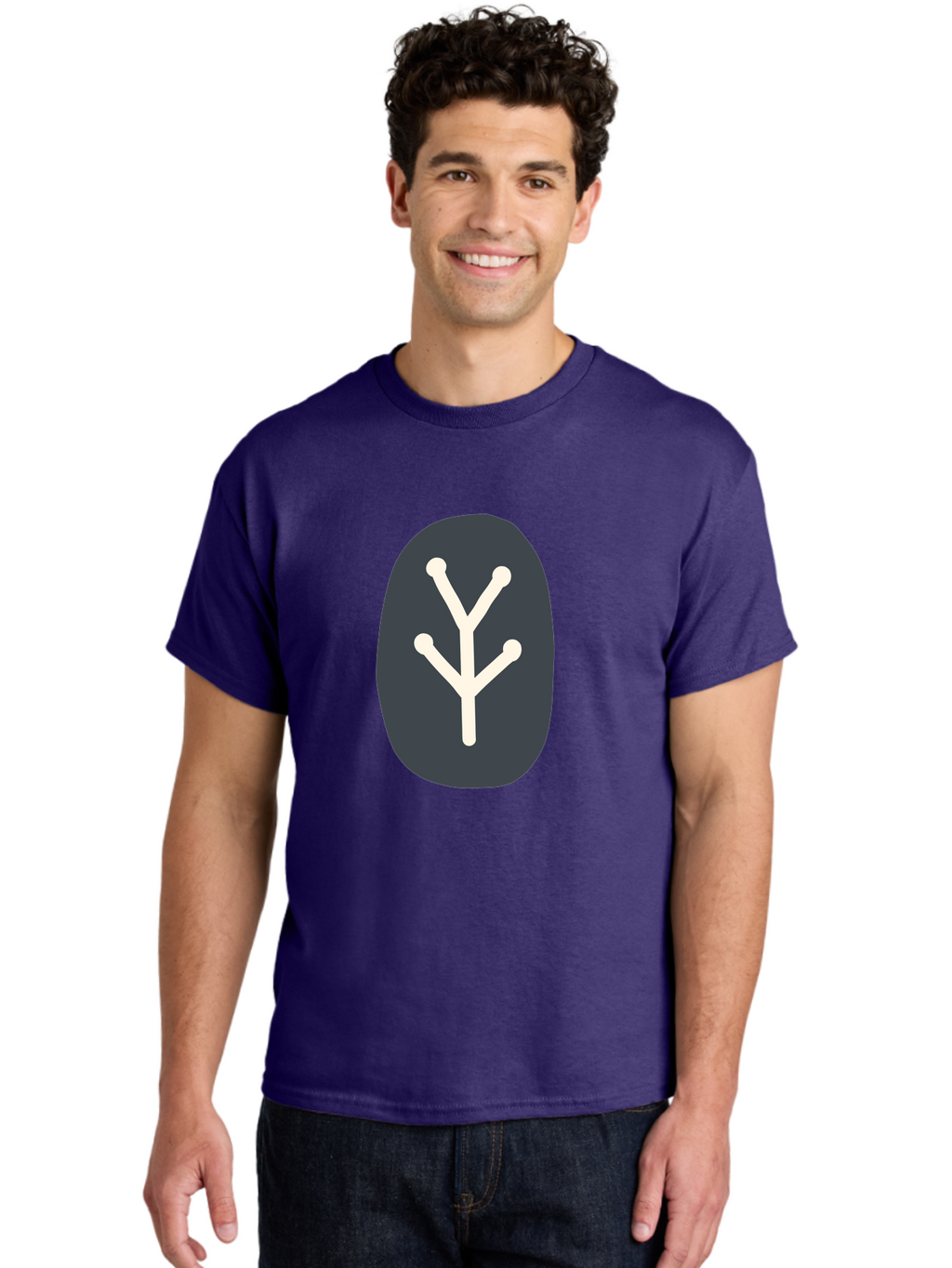 Y-Symbol Men'S Graphic Tee, 100% Cotton, Comfortable Casual Summer Wear, Machine Washable, White Y Symbol, Minimalist Design, Simple Icon, Abstract Logo, Stylized Letter, Modern Graphic Aab818