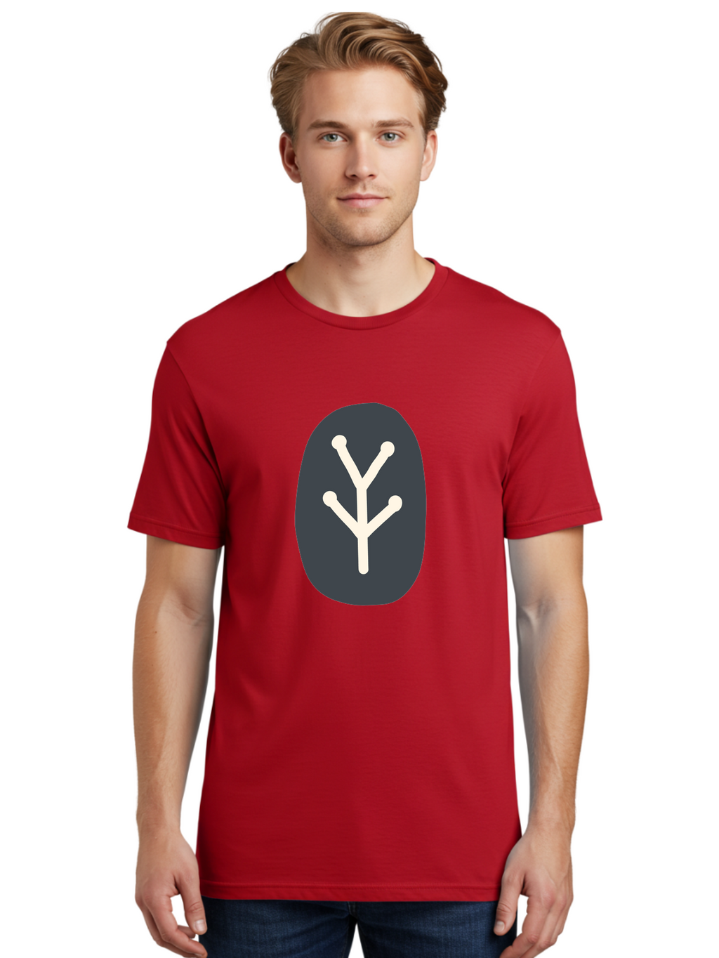 Y-Symbol Men'S Graphic Tee, 100% Cotton, Comfortable Casual Summer Wear, Machine Washable, White Y Symbol, Minimalist Design, Simple Icon, Abstract Logo, Stylized Letter, Modern Graphic Aab818