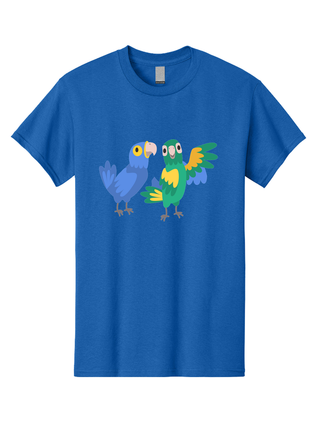 Blue-And-Green-Parrot Men'S Graphic Tee, 100% Cotton, Comfortable Casual Summer Wear, Machine Washable, Cartoon Parrots, Colorful Birds, Blue Parrot, Green Parrot, Yellow Accents, Bird Illustration, Vibrant Feathers, Talking Birds, Aab820