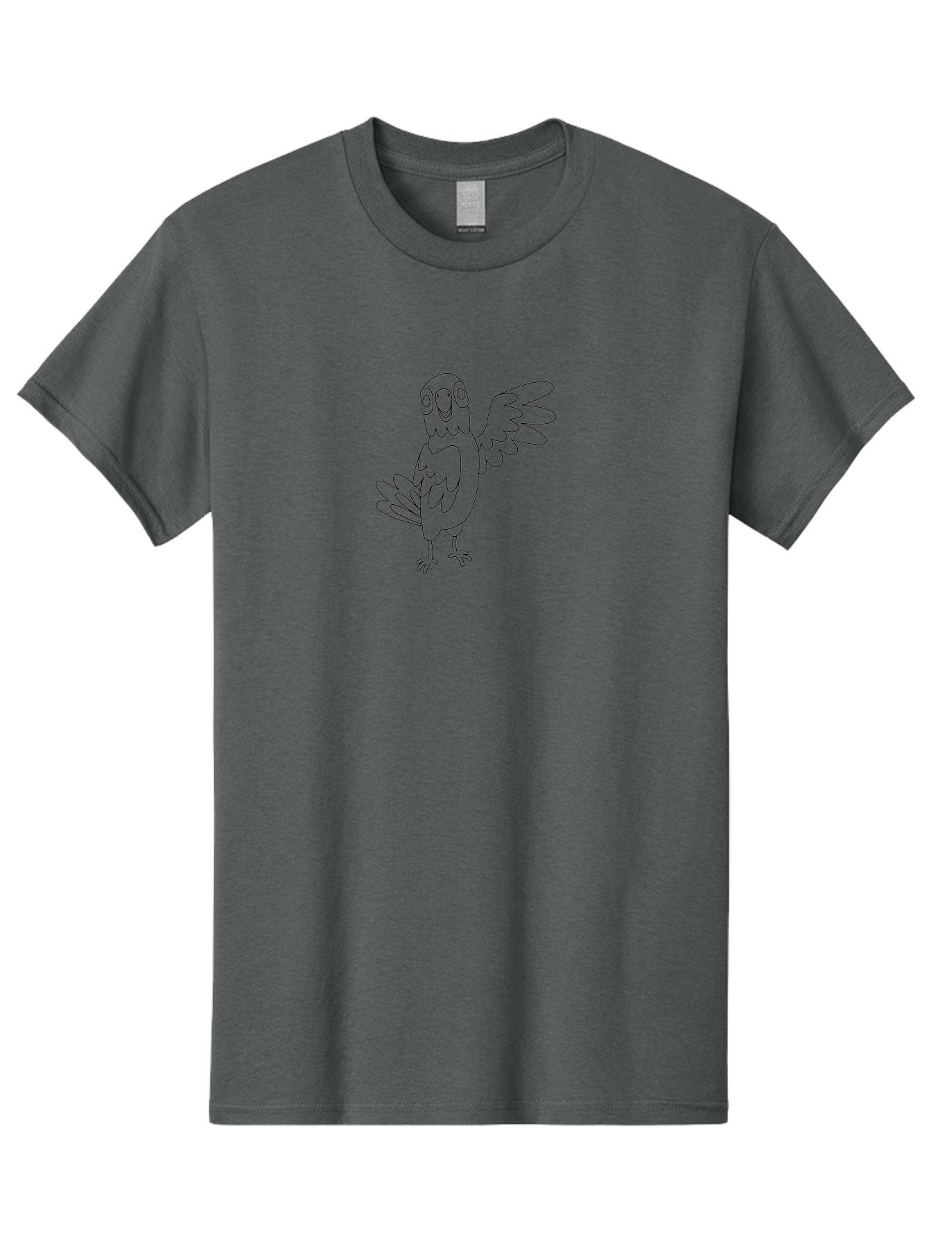 Cartoon-Parrot Men'S Graphic Tee, 100% Cotton, Comfortable Casual Summer Wear, Machine Washable, Cartoon Parrot, Bird Illustration, Simple Drawing, Cute Parrot, Children'S Coloring Page, Simple Art, Animal Drawing, Line Art Aab822