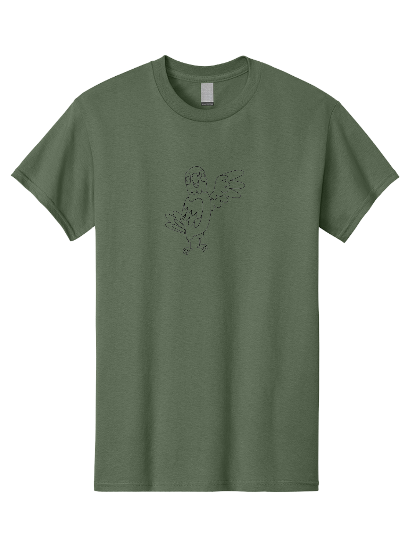 Cartoon-Parrot Men'S Graphic Tee, 100% Cotton, Comfortable Casual Summer Wear, Machine Washable, Cartoon Parrot, Bird Illustration, Simple Drawing, Cute Parrot, Children'S Coloring Page, Simple Art, Animal Drawing, Line Art Aab822