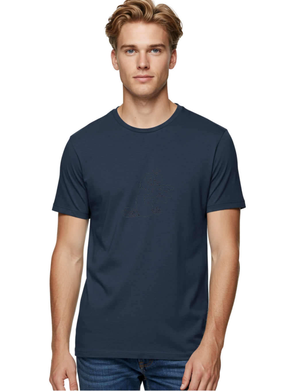 Crying-Parrot-2 Men'S Graphic Tee, 100% Cotton, Comfortable Casual Summer Wear, Machine Washable, Bird Crying, Sad Animal, Sorrowful Creature, Tears Falling, Unhappy Bird, Crying Parrot, Emotional Animal, Distressed Bird Aab827