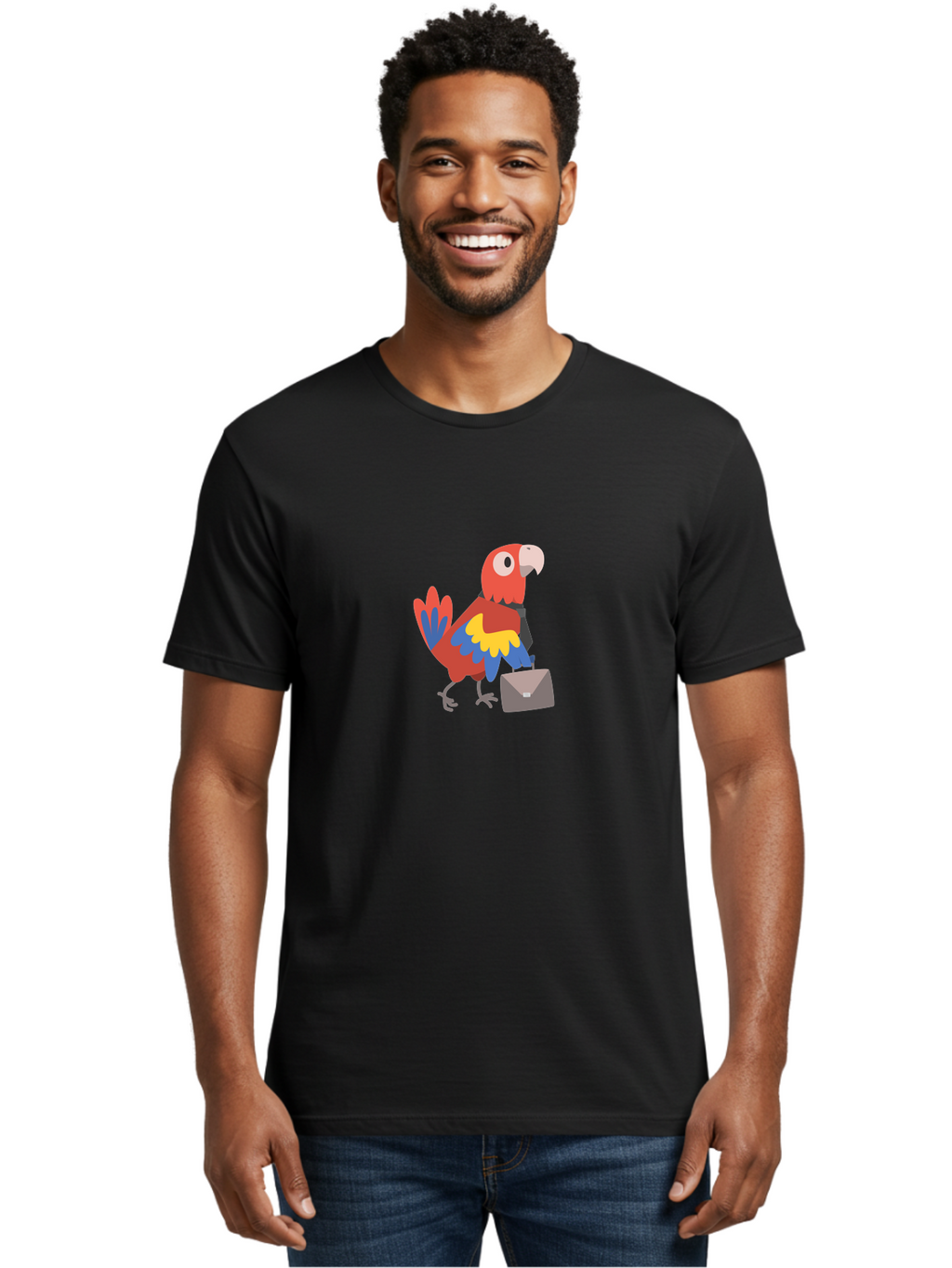 Macaw-Mail Men'S Graphic Tee, 100% Cotton, Comfortable Casual Summer Wear, Machine Washable, Colorful Parrot, Vibrant Plumage, Cartoon-Style, Mail Delivery, Parrot With Envelope, Tropical Bird, Illustration, Letter Delivery Aab839