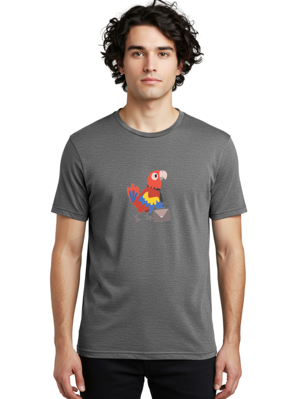 Macaw-Mail Men'S Graphic Tee, 100% Cotton, Comfortable Casual Summer Wear, Machine Washable, Colorful Parrot, Vibrant Plumage, Cartoon-Style, Mail Delivery, Parrot With Envelope, Tropical Bird, Illustration, Letter Delivery Aab839