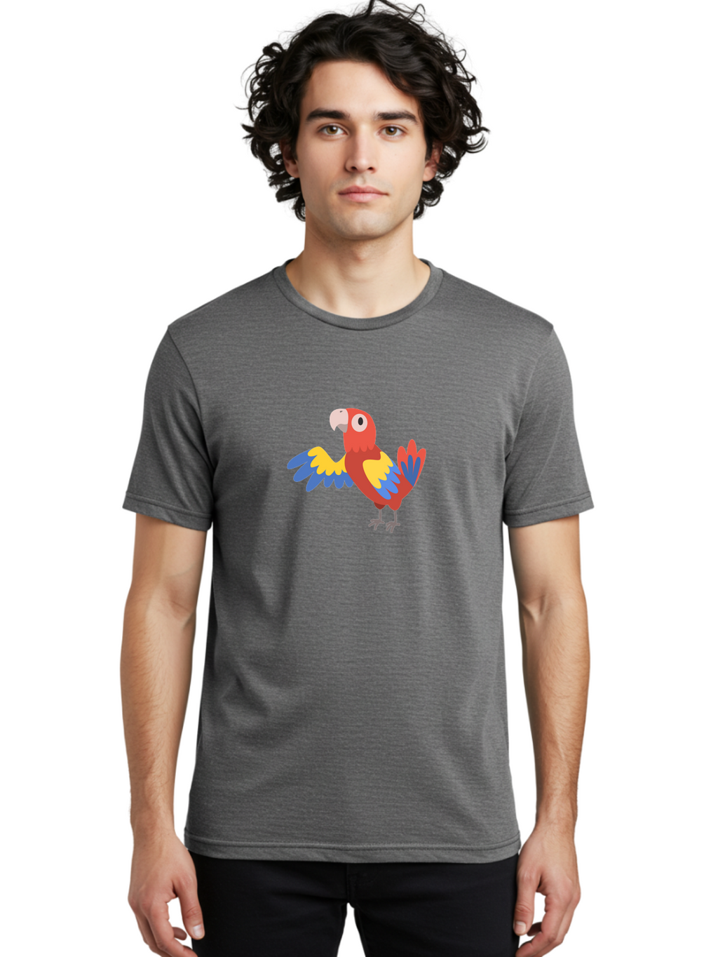 Macaw Men'S Graphic Tee, 100% Cotton, Comfortable Casual Summer Wear, Machine Washable, Colorful Parrot, Vibrant Red And Blue And Yellow Feathers, Cartoon Bird, Tropical Animal, Exotic Pet, Playful Creature Aab840
