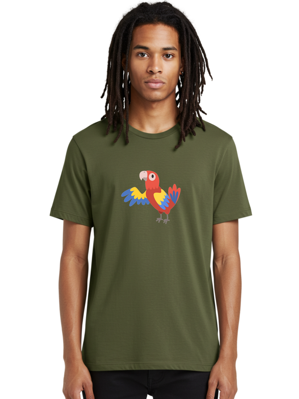 Macaw Men'S Graphic Tee, 100% Cotton, Comfortable Casual Summer Wear, Machine Washable, Colorful Parrot, Vibrant Red And Blue And Yellow Feathers, Cartoon Bird, Tropical Animal, Exotic Pet, Playful Creature Aab840