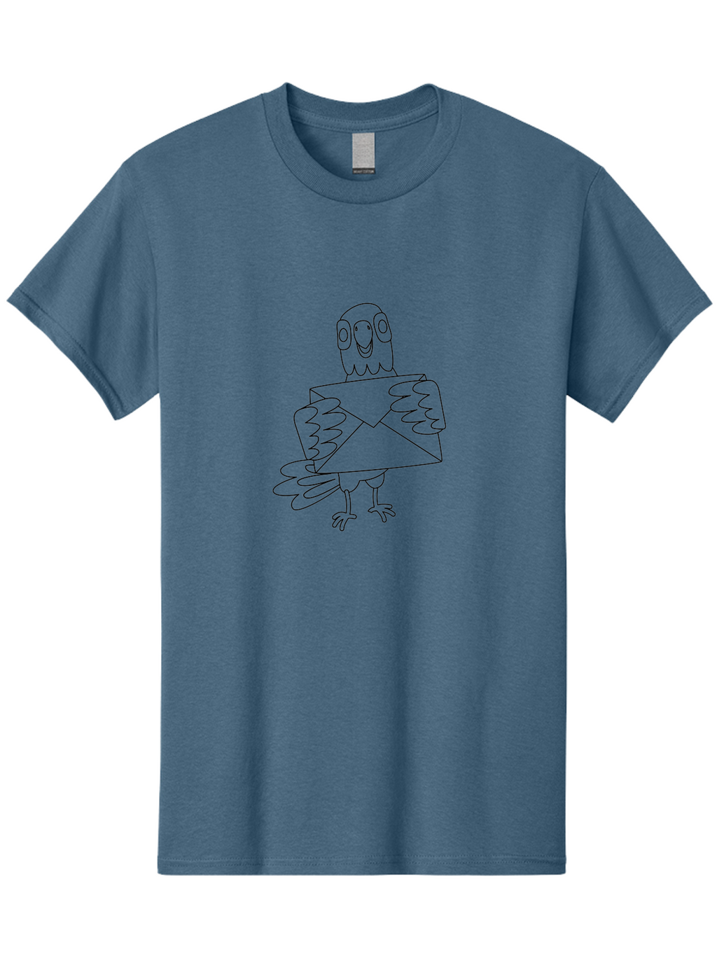 Owl-Holding-Envelope Men'S Graphic Tee, 100% Cotton, Comfortable Casual Summer Wear, Machine Washable, Cartoon Parrot, Envelope Delivery, Happy Bird, Quirky Illustration, Mail Service, Funny Animal, Simple Design, Cute Character, Aab844