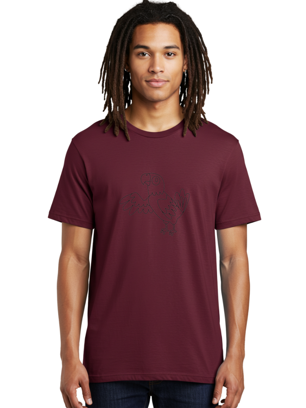 Parrot-5 Men'S Graphic Tee, 100% Cotton, Comfortable Casual Summer Wear, Machine Washable, Parrot Illustration, Simple Line Art, Cartoon Bird, Wildlife Graphic, Avian Design, Minimalist Artwork, Tropical Creature Aab853