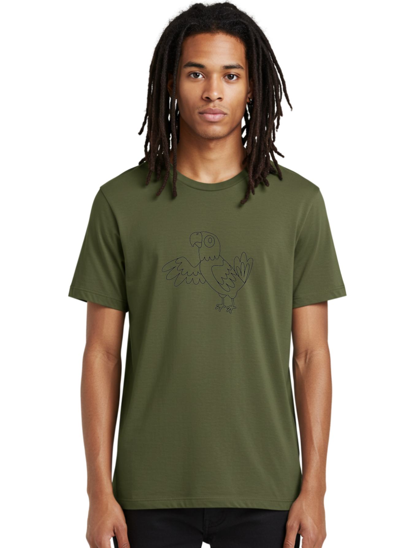 Parrot-5 Men'S Graphic Tee, 100% Cotton, Comfortable Casual Summer Wear, Machine Washable, Parrot Illustration, Simple Line Art, Cartoon Bird, Wildlife Graphic, Avian Design, Minimalist Artwork, Tropical Creature Aab853